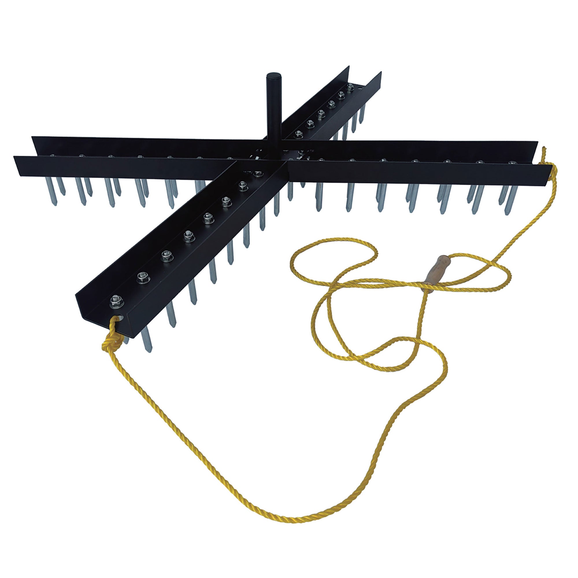 Yard Tuff Cross Drag Leveling Tool, 60 Steel Spikes for Fields and Arenas, Black - VMInnovations