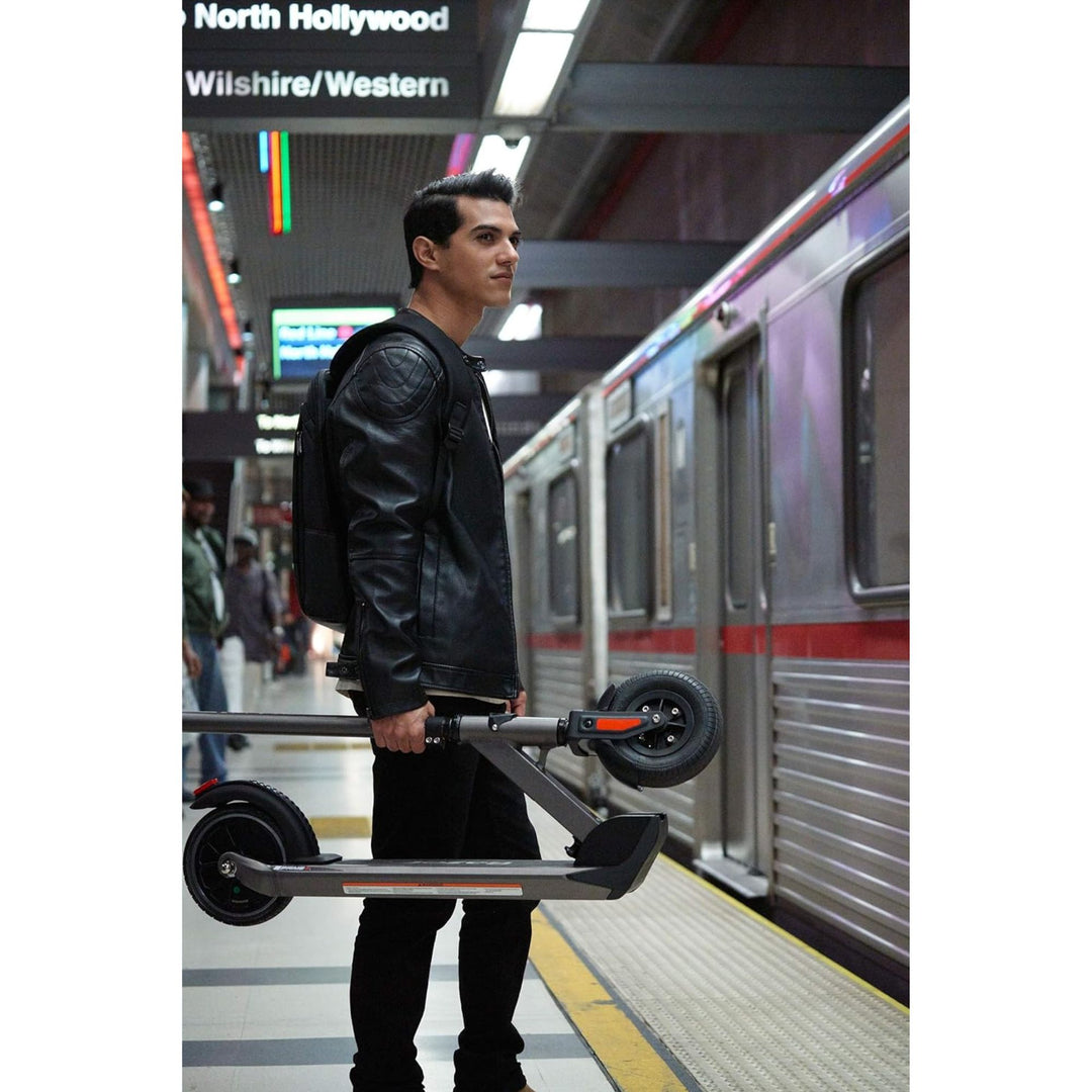 Razor E Prime III Electric Scooter, 8" Front Tire, LED Lights, Rear Drive, Grey - VMInnovations