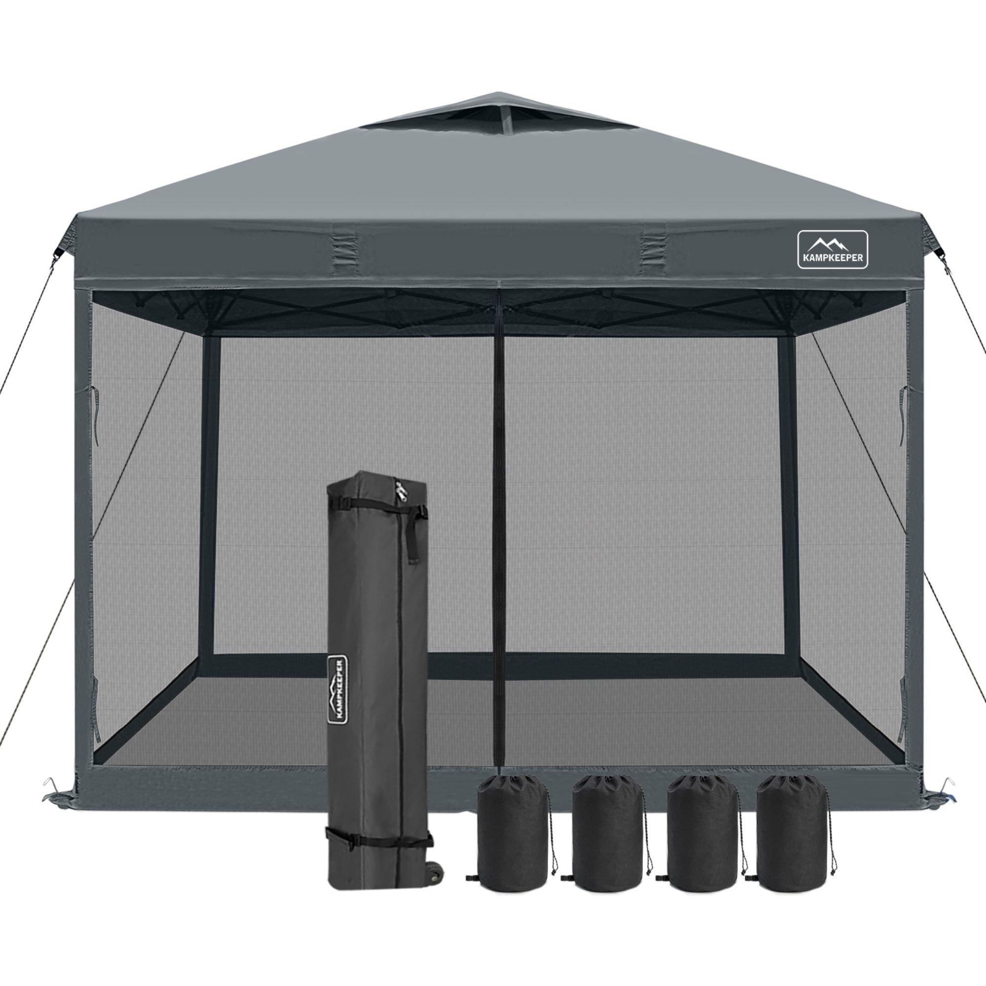 KAMPKEEPER 10x10 Pop Up Canopy Tent with Netting, Outdoor Sun Shade (Open Box)