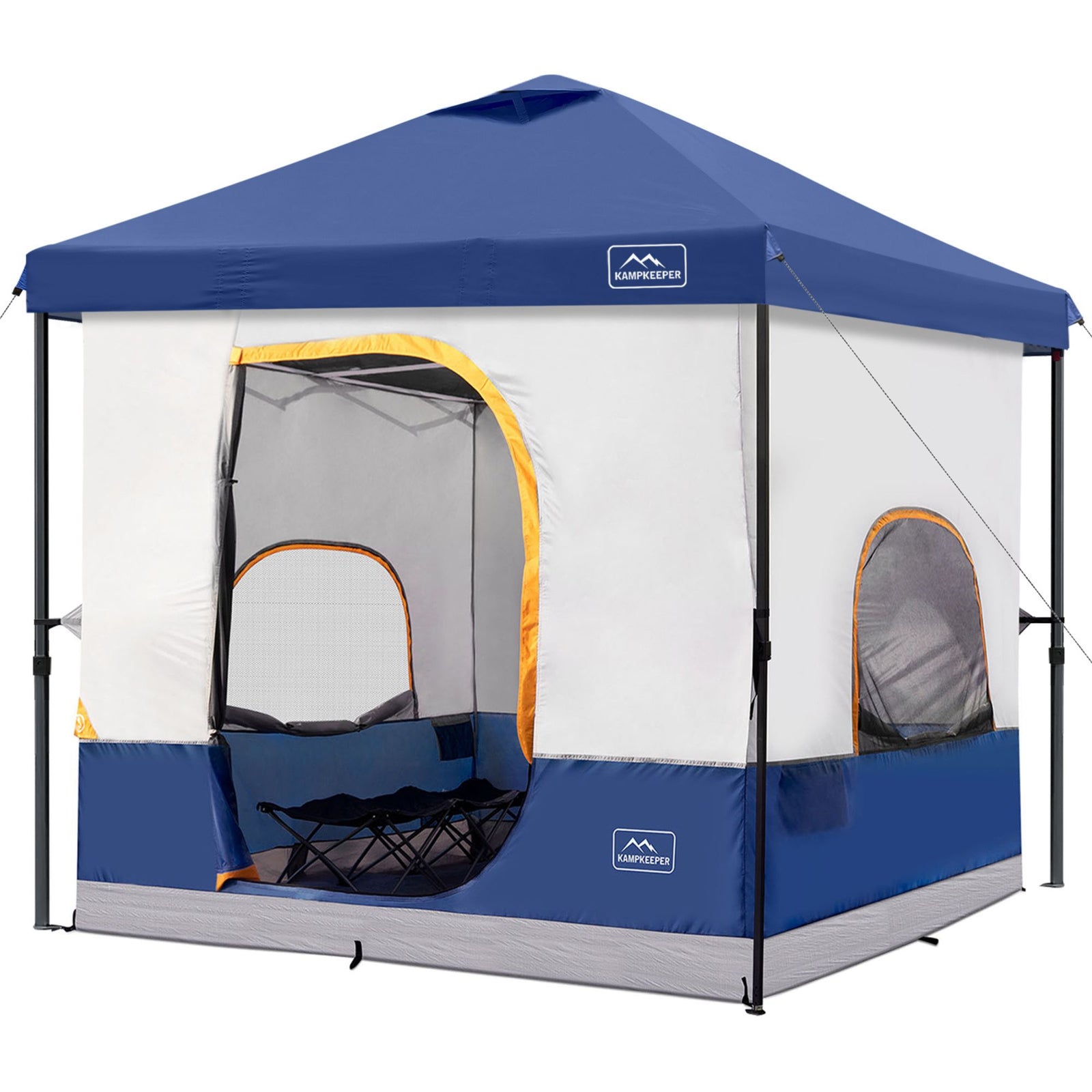 KAMPKEEPER 10x10 Pop Up Canopy with Camping Inner Tent, Fits 6 Person, Navy Blue - VMInnovations