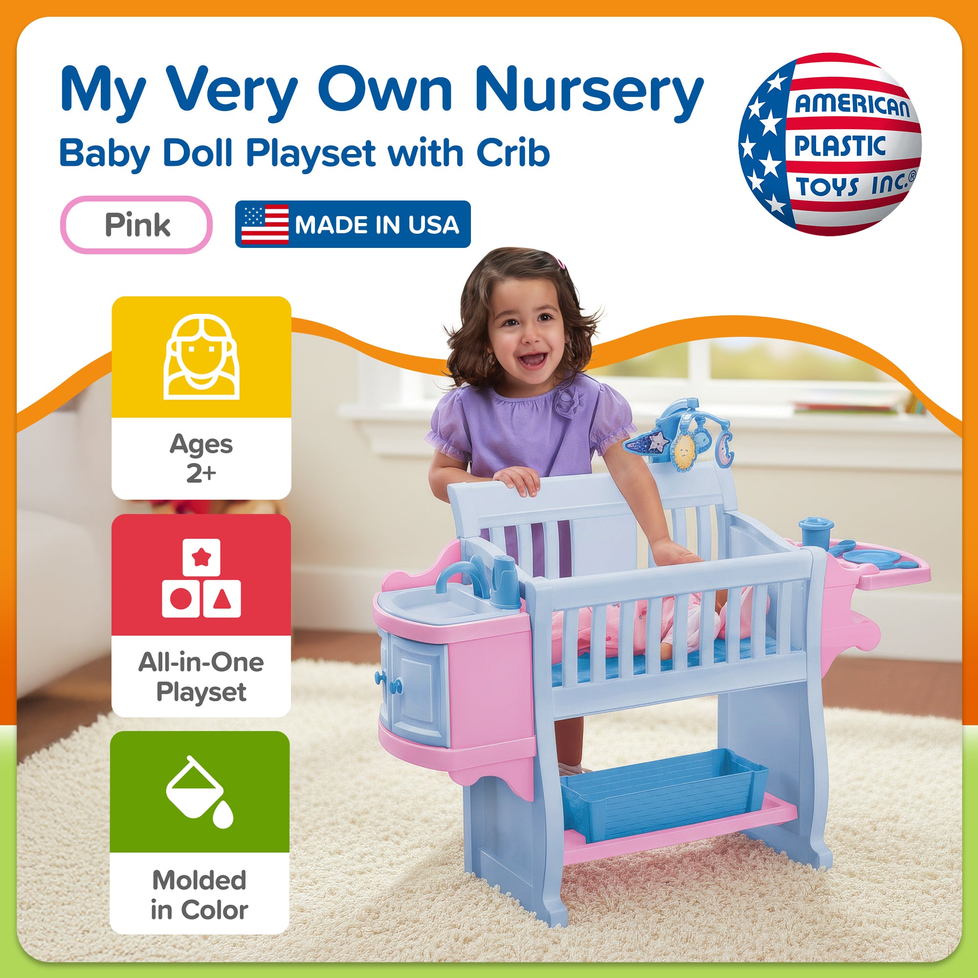 American Plastic Toys Kids My Very Own Nursery Baby Doll Playset(Open Box) - VMInnovations