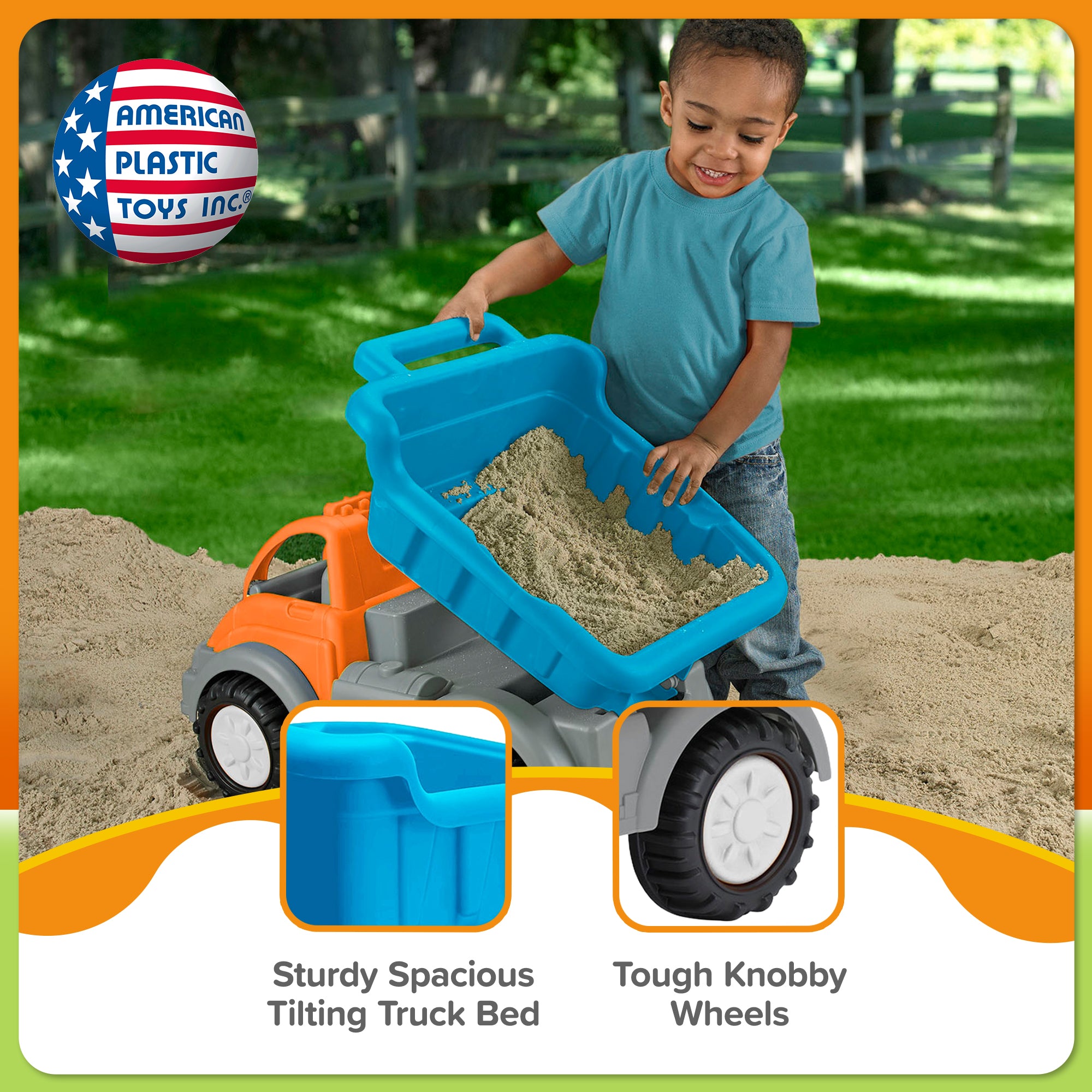 American Plastic Toys Dump Truck, Large Bed for Sand, Dirt or Toys (Open Box)