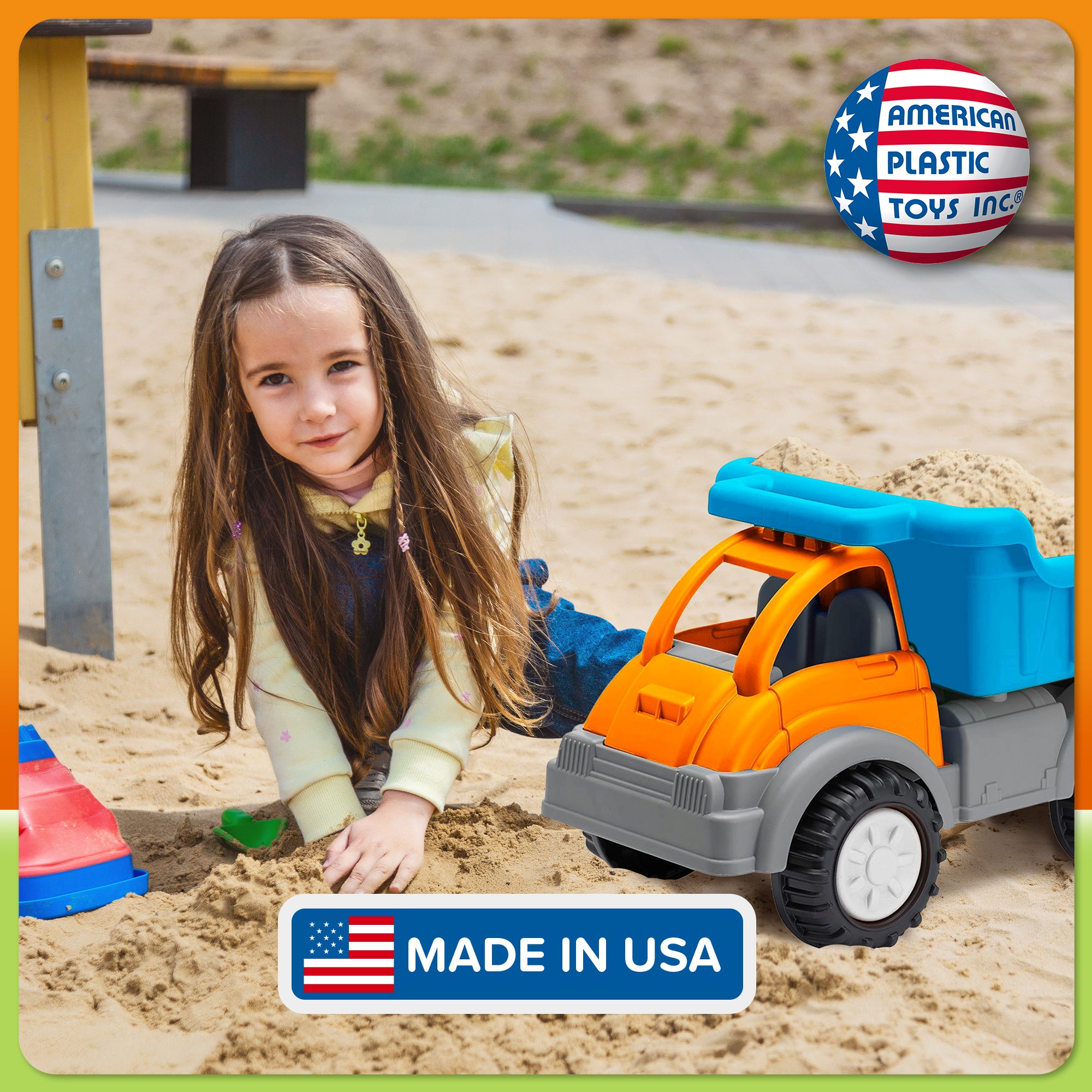 American Plastic Toys Gigantic Dump Truck, Large Bed for Sand, Dirt or Toys - VMInnovations