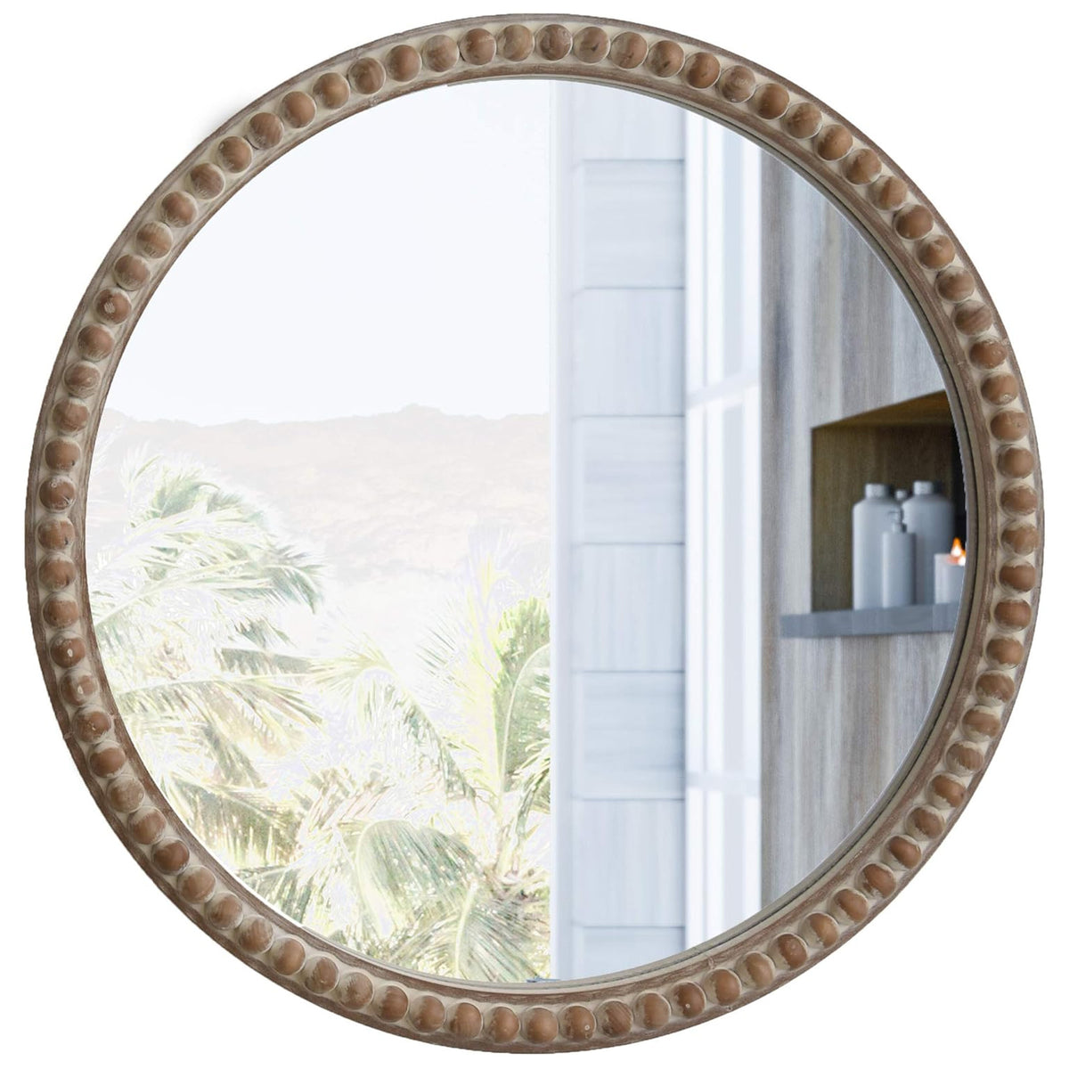 COZAYH Distressed Wood Frame Accent Mirror Farmhouse Wall Decor, 30" (Open Box)