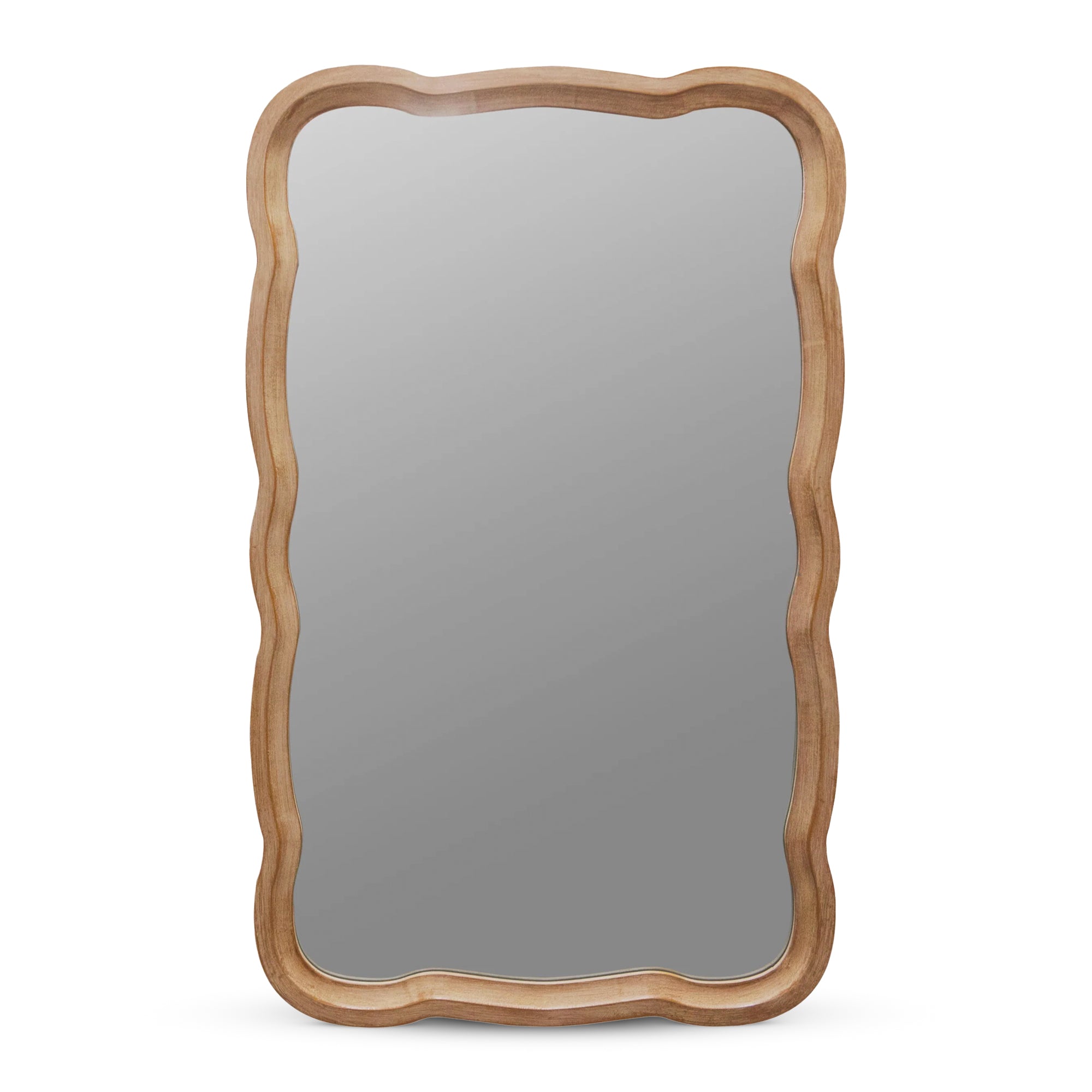 COZAYH Curved Wood Frame Accent Mirror, Modern Farmhouse Wall Decor (Open Box)