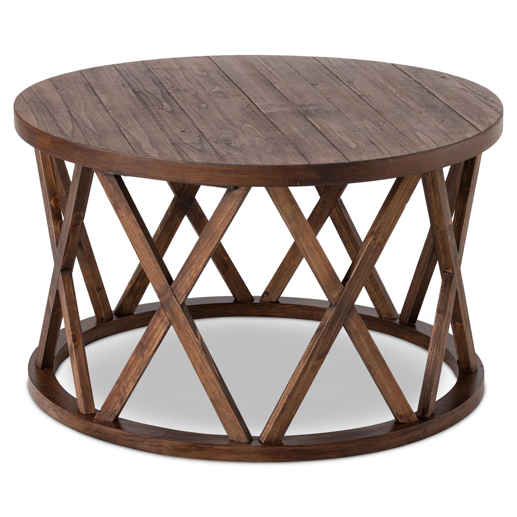 COZAYH Rustic Coffee Table with X-Motif Base for Living Room, Brown (Open Box) - VMInnovations