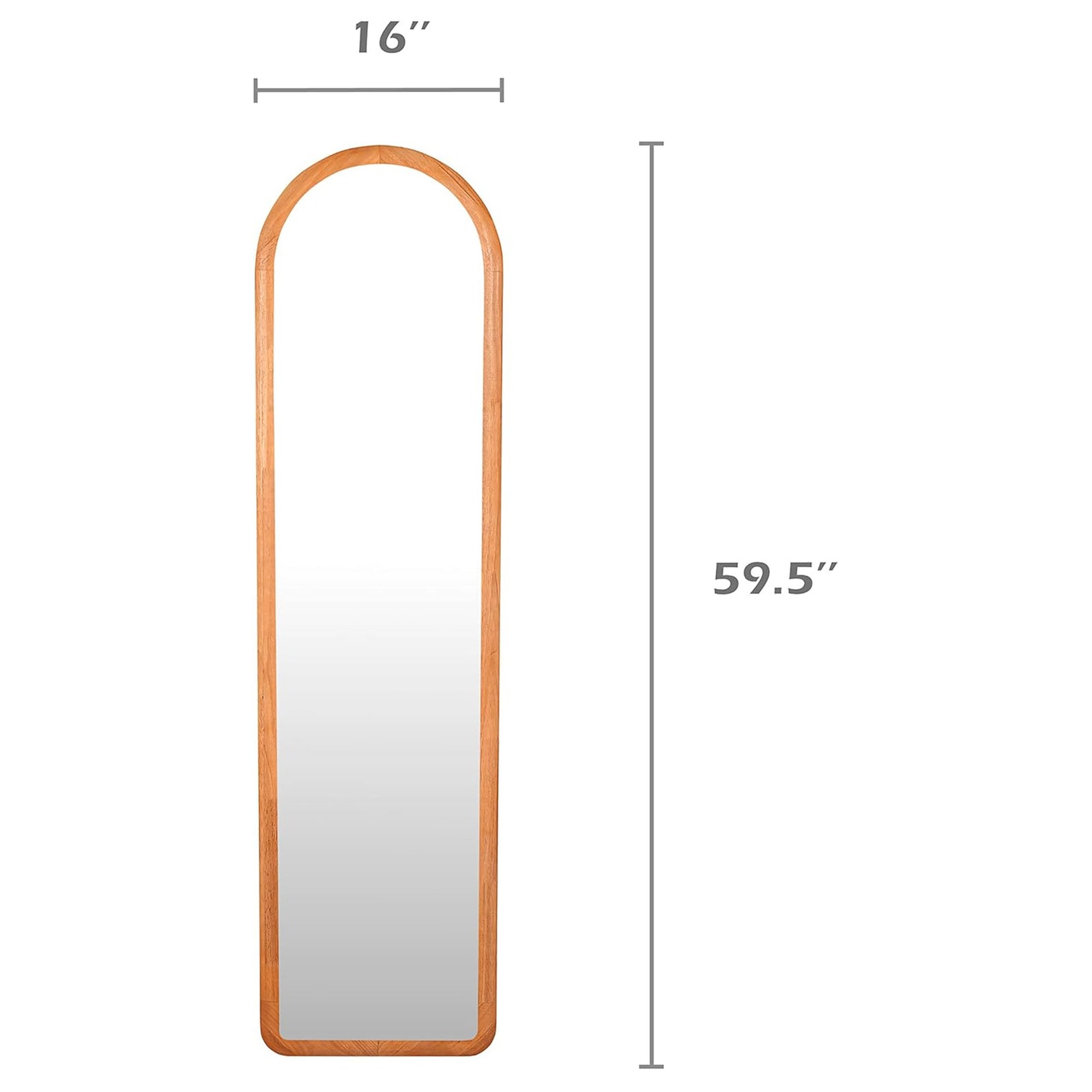 COZAYH Arched Full Length Mirror with Stand, Solid Wood Frame, 59.5 x 16 Inch - VMInnovations