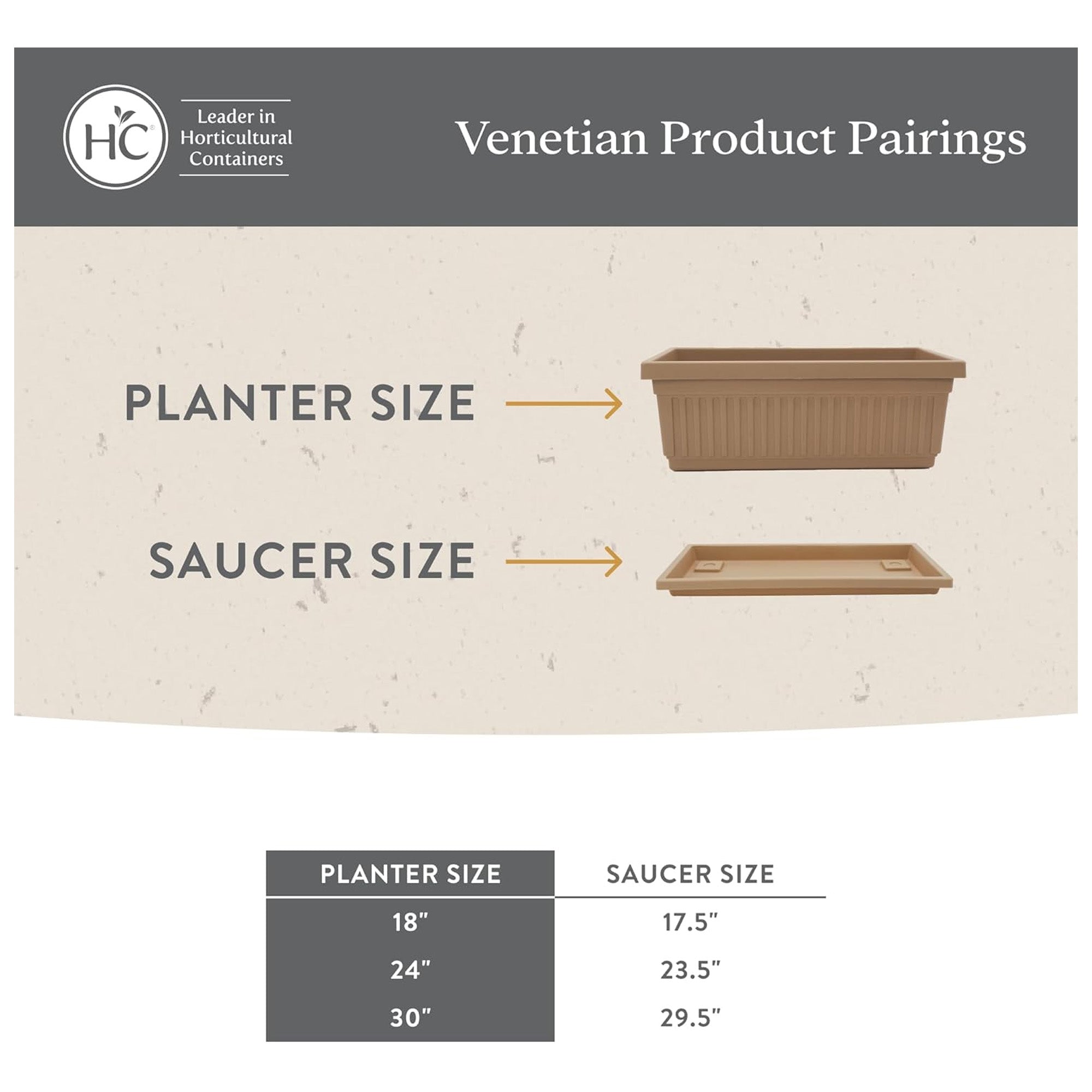 The HC Companies 18-Inch Venetian Window Planter Box with Drain Plug, Warm Gray