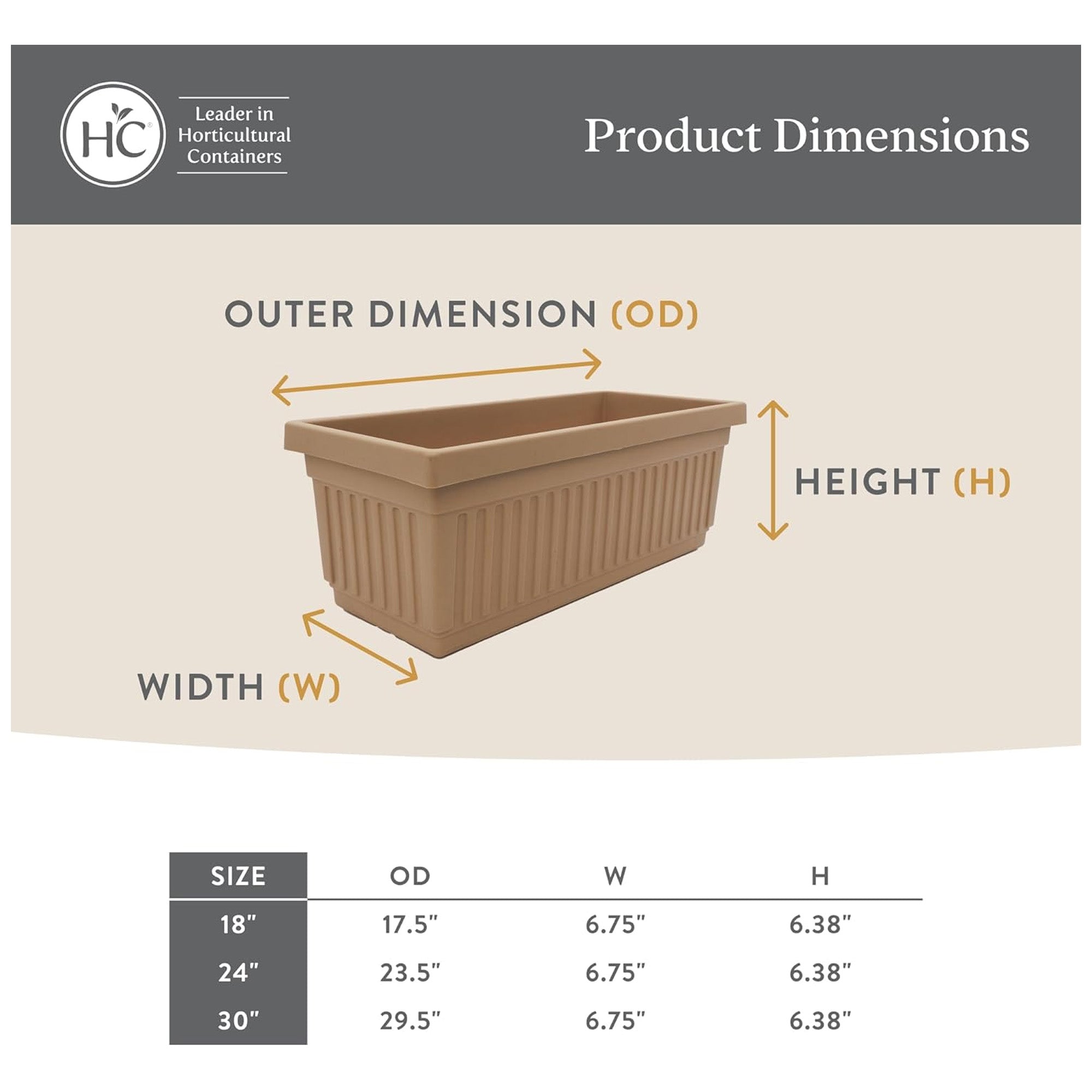The HC Companies 18-Inch Venetian Window Planter Box with Drain Plug, Black