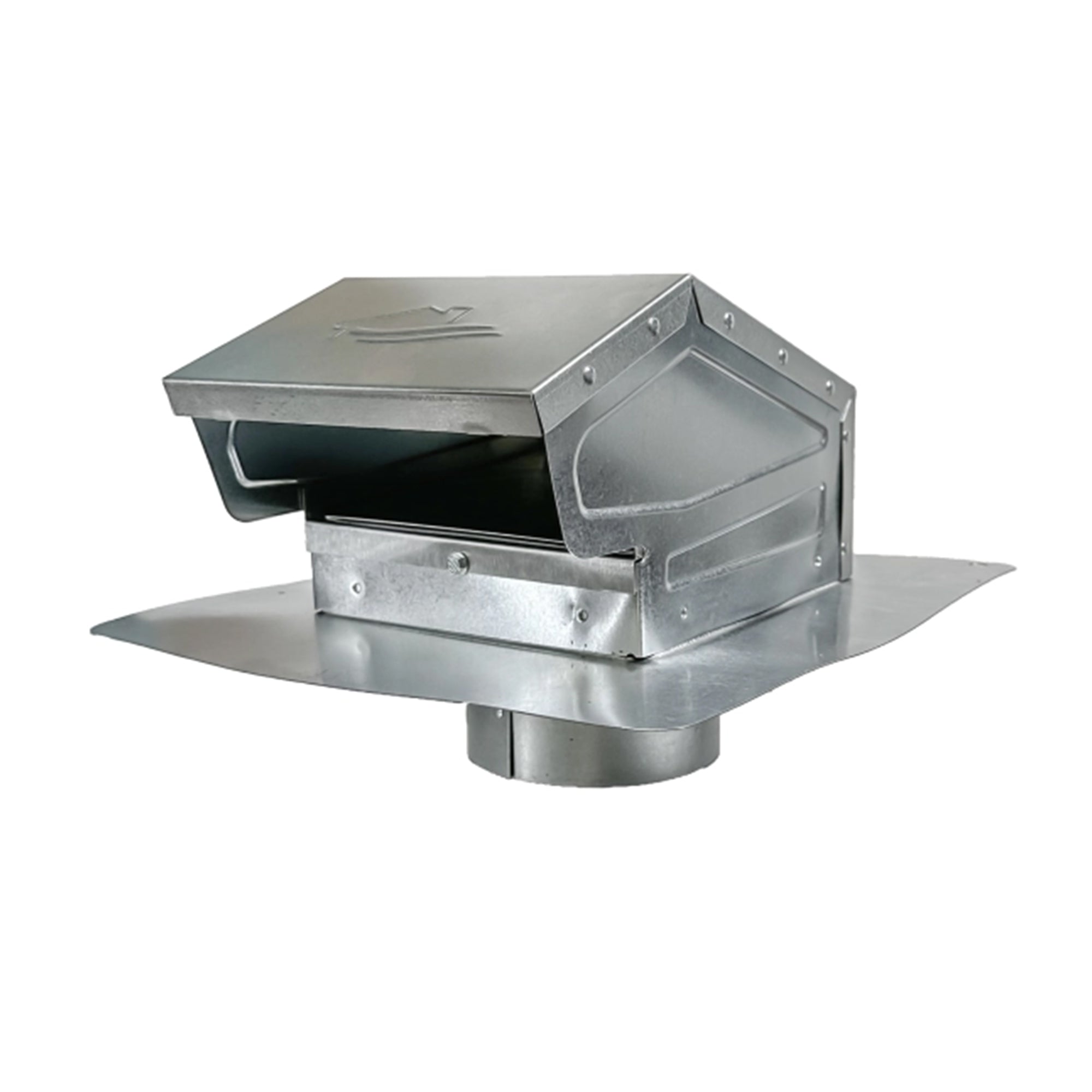 Builder's Best 4-Inch Galvanized Mill Finish Roof Cap, Flush with Flapper Screen - VMInnovations