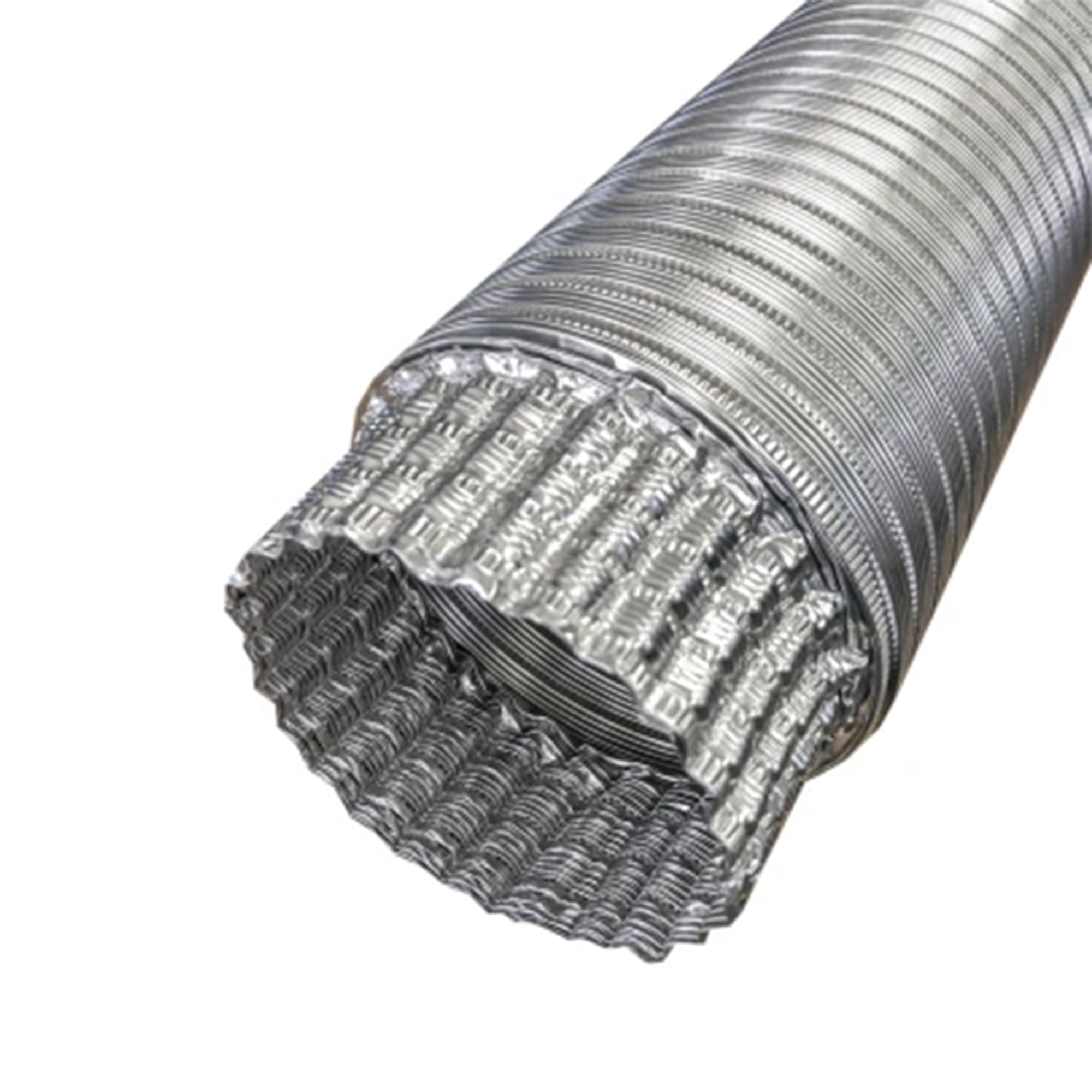 Builder’s Best V320 Semi-Rigid Flexible Aluminum Duct, Crimped/Plain, 4" x 8' - VMInnovations
