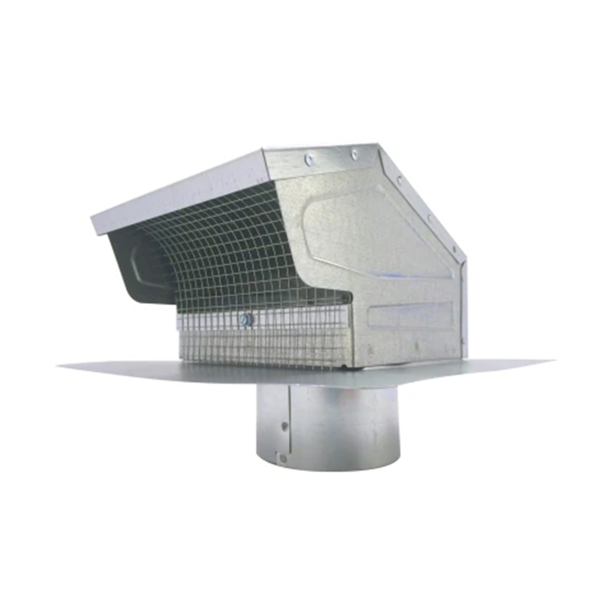 Builder's Best 4-Inch Galvanized Mill Finish Roof Cap, Flush with Flapper Screen - VMInnovations