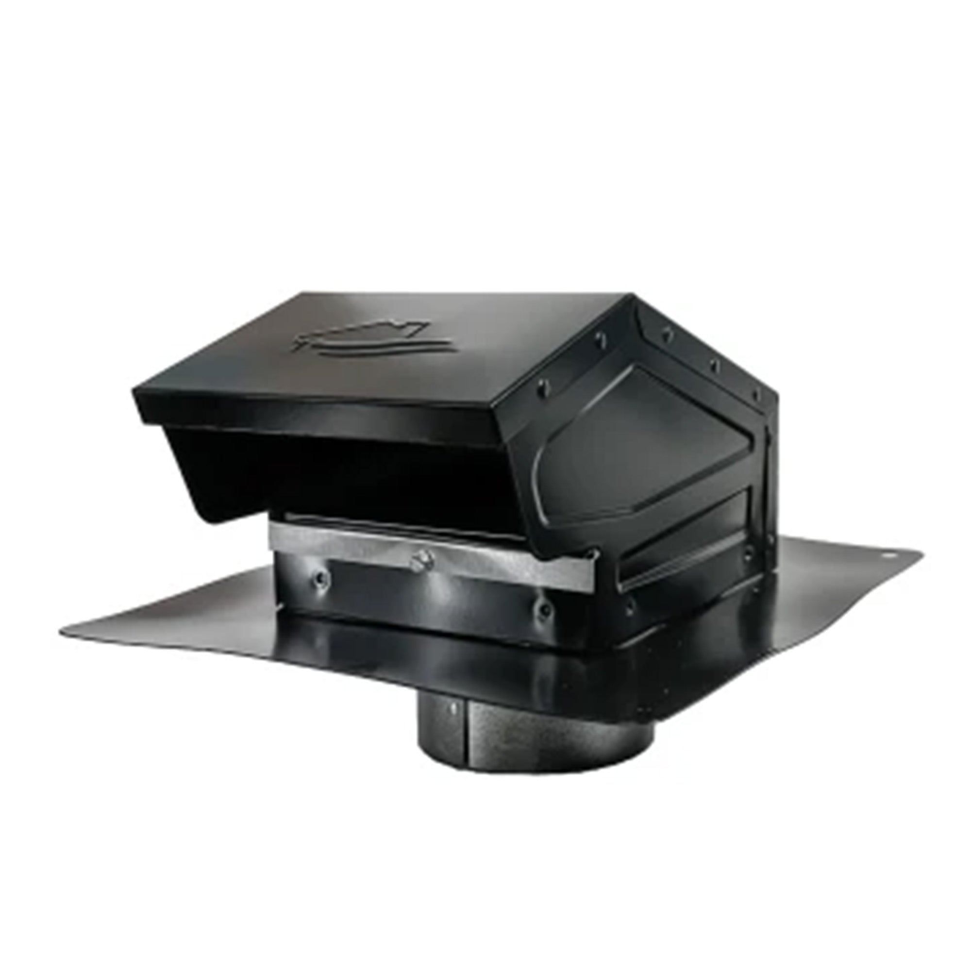 Builder's Best 4" Diameter Steel Roof Cap with Collar & Flapper Screen, Black - VMInnovations
