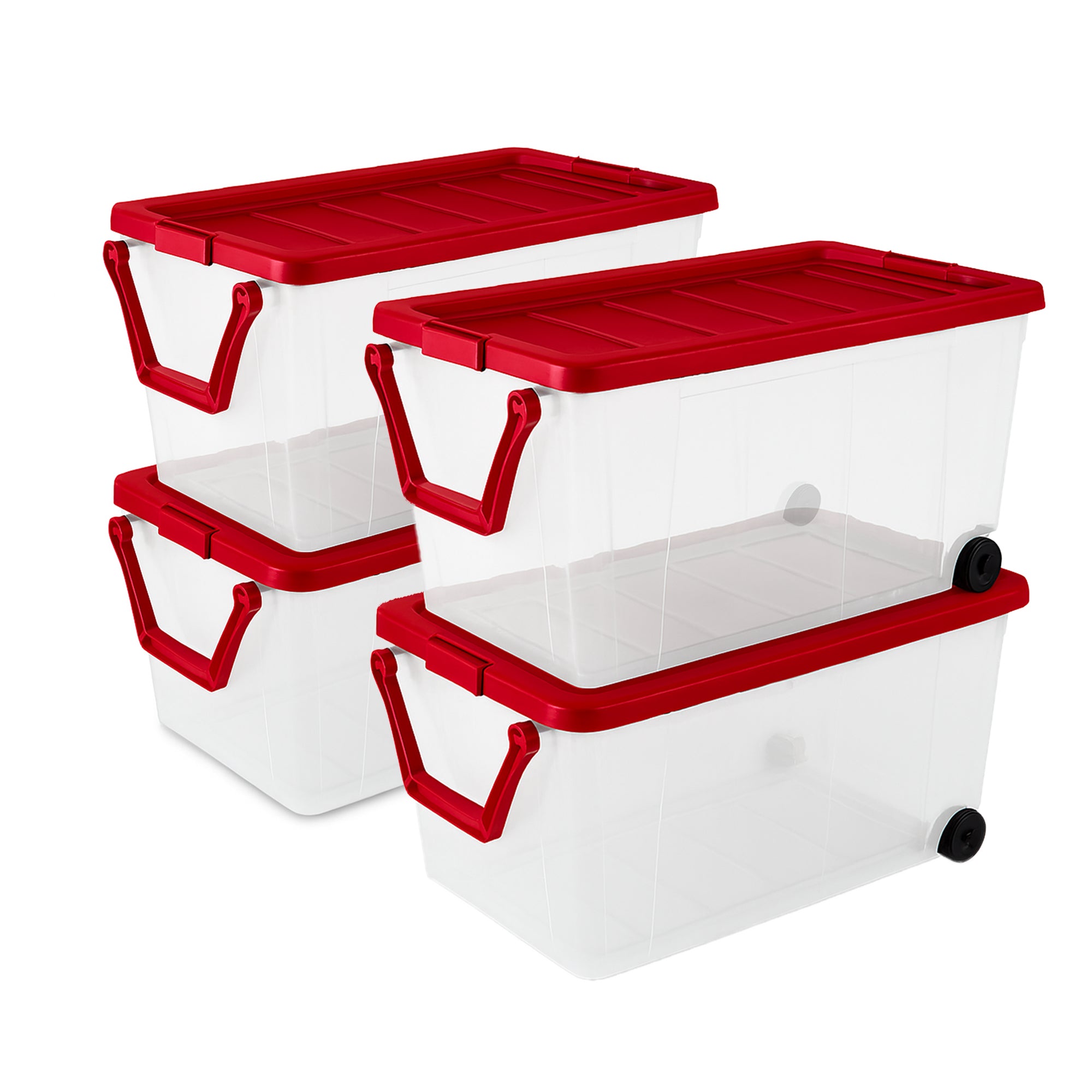 Sterilite 160 Qt Wheeled Storage Box, Large Plastic Container with Lid, 4 Pack - VMInnovations