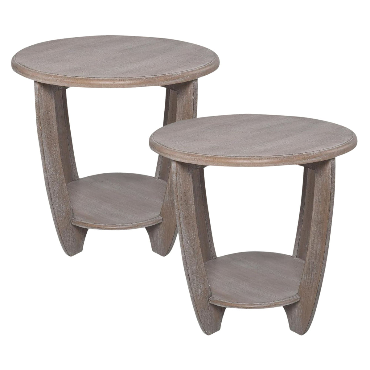 COZAYH Rustic Farmhouse Wooden End Table & Storage Shelf, Vintage Grey, Set of 2 - VMInnovations