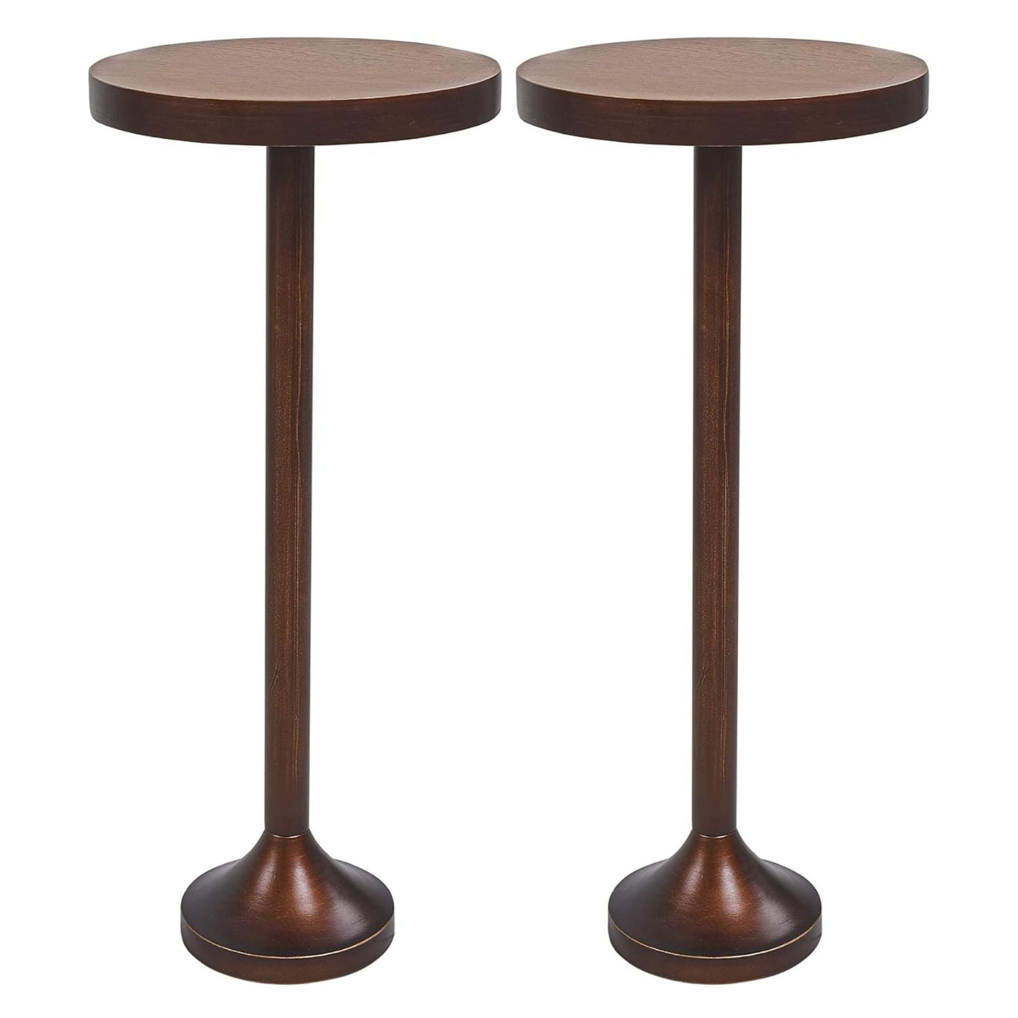 COZAYH Small Pedestal End Table, Living Room Furniture, Light Espresso, Set of 2 - VMInnovations