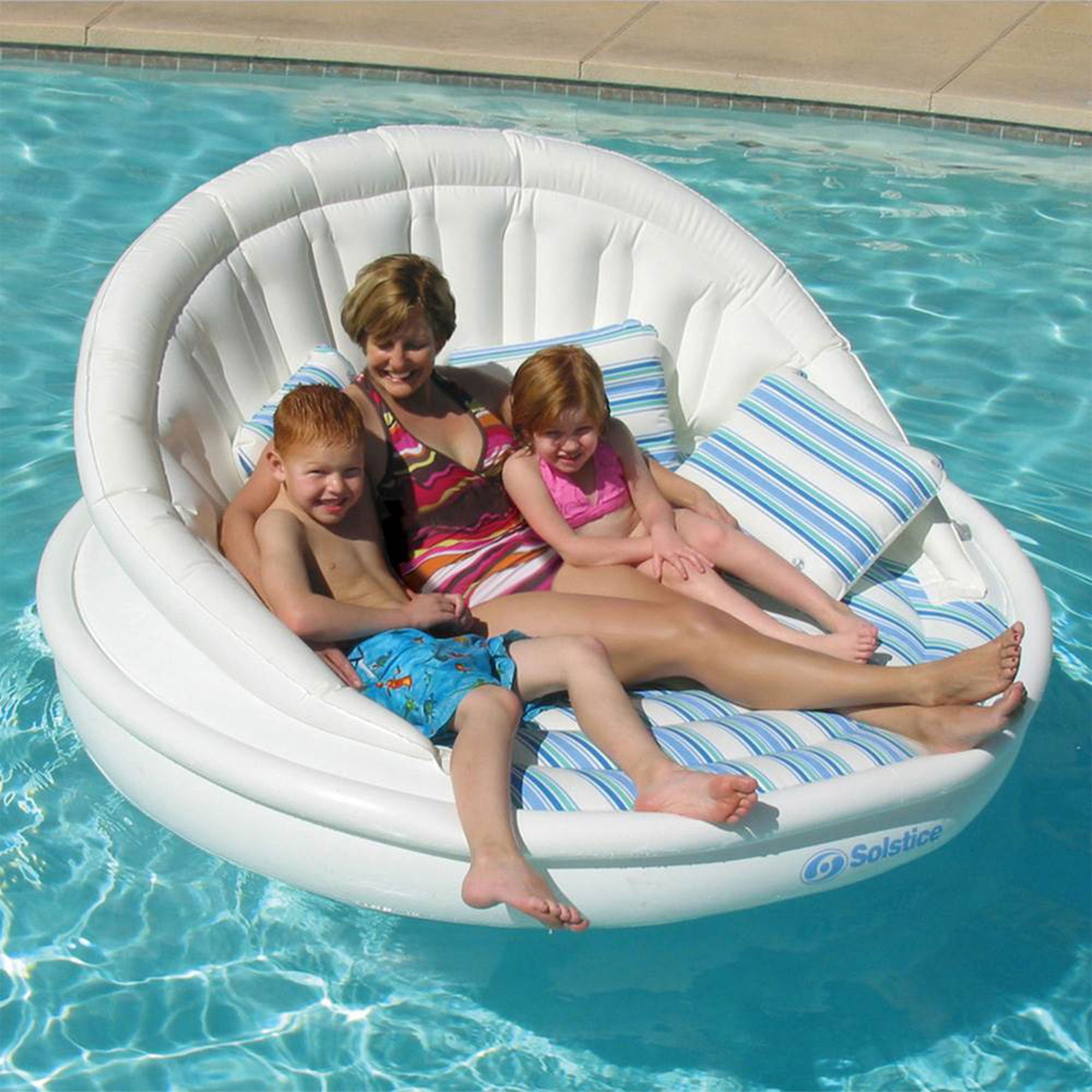 Swimline Solstice Inflatable 3-Person AquaSofa Float With Pump (Open Box) - VMInnovations