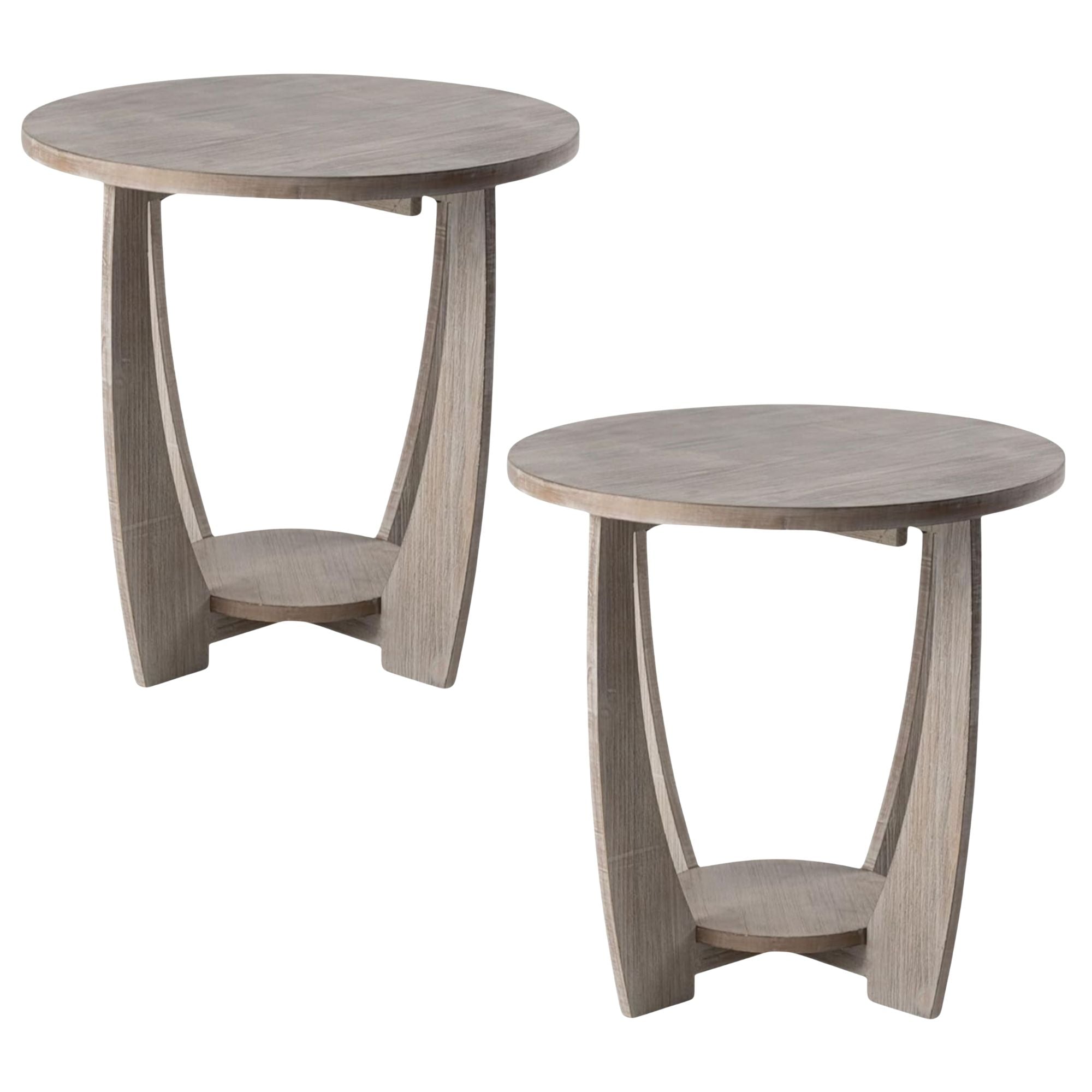 COZAYH Rustic Farmhouse End Table with Storage Shelf for Living Room, Set of 2 - VMInnovations