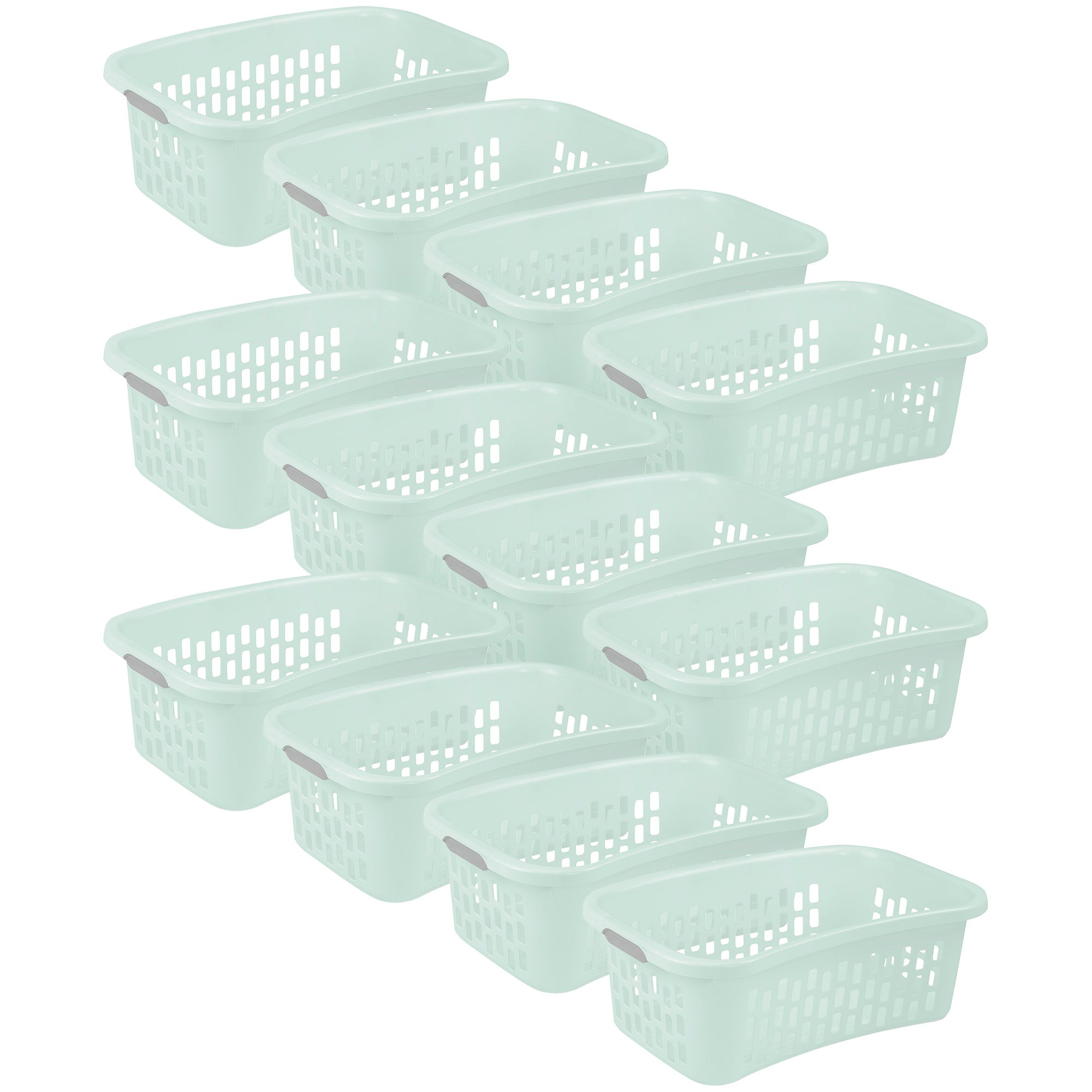 Sterilite HipHold Laundry Basket, 1.5 Bushel Plastic Clothes Hamper, Mint, 12 Pk - VMInnovations
