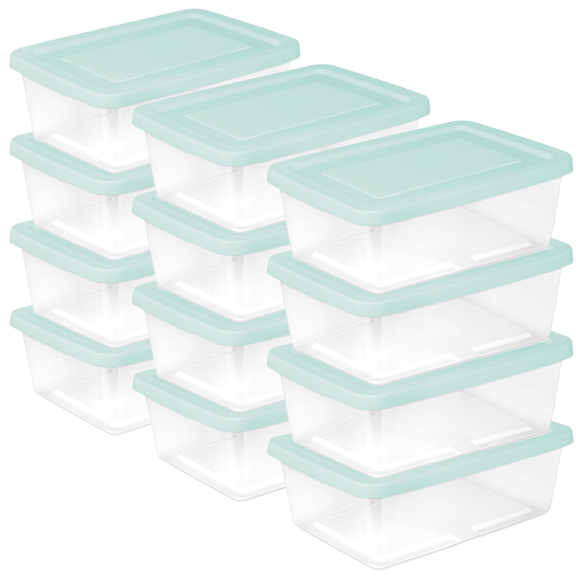 Sterilite 12Qt Storage Boxes, Clear Plastic Containers with Lid, Set of 12, Mint