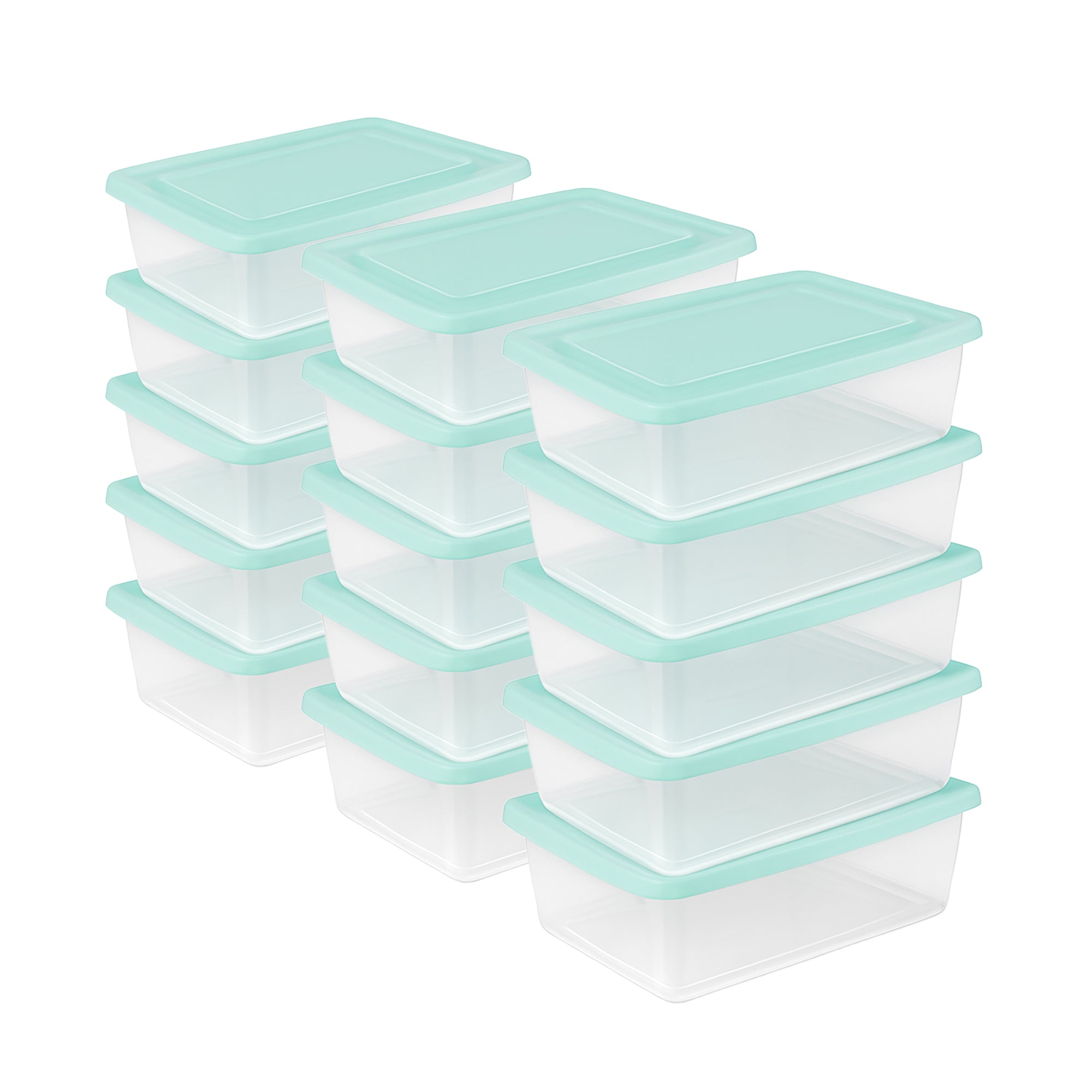 Sterilite 12Qt Storage Boxes, Clear Plastic Containers with Lid, Set of 24, Mint - VMInnovations