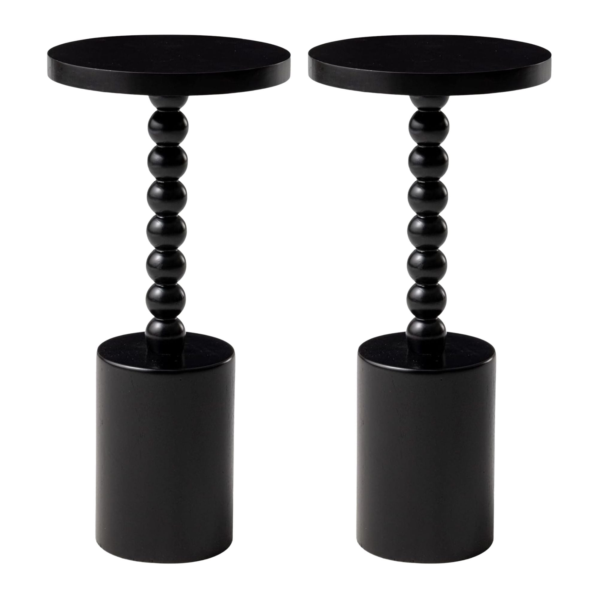 COZAYH Farmhouse Pedestal Side Table for Living Room & Bedrooms, Black, Set of 2 - VMInnovations