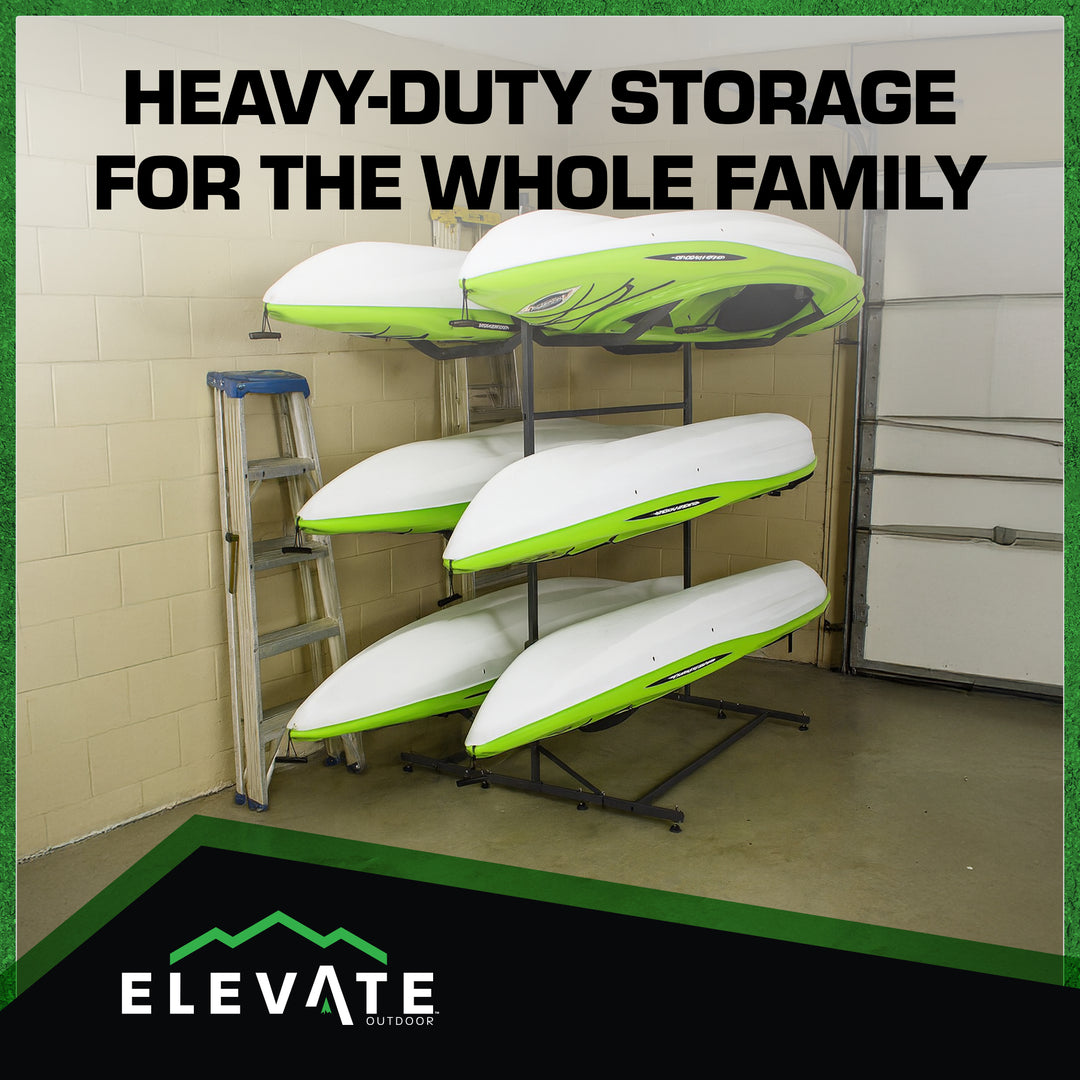 Elevate Outdoor Double-Sided Freestanding Storage Rack for 6 Kayaks or SUPs