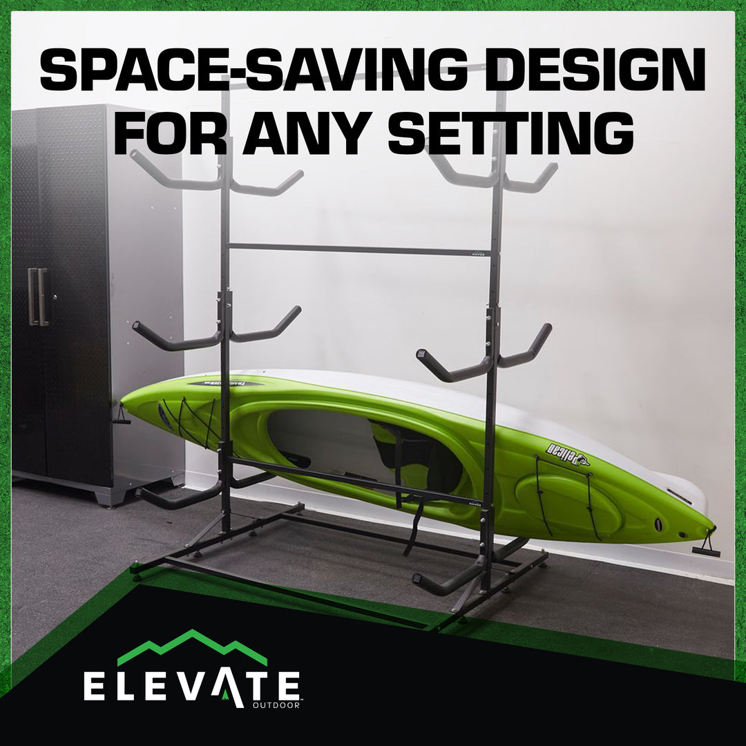 Elevate Outdoor Double-Sided Freestanding Storage Rack for 6 Kayaks or SUPs