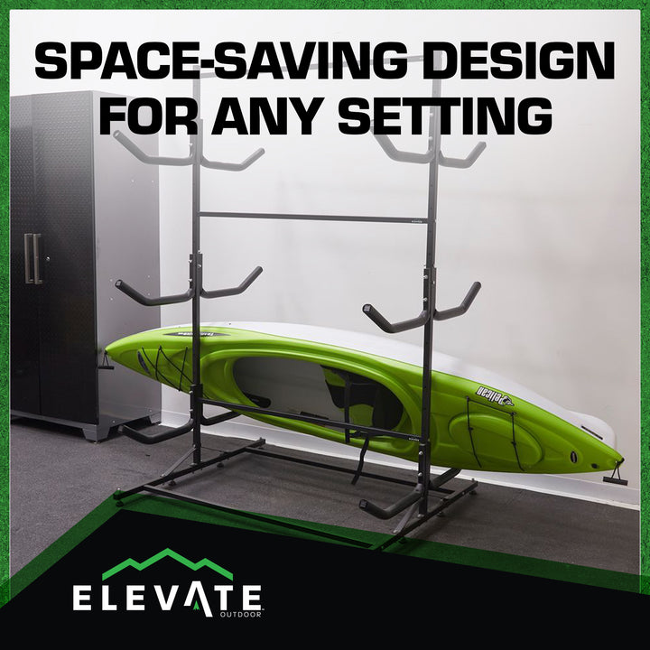 Elevate Outdoor Double-Sided Freestanding Storage Rack for 6 Kayaks or SUPs