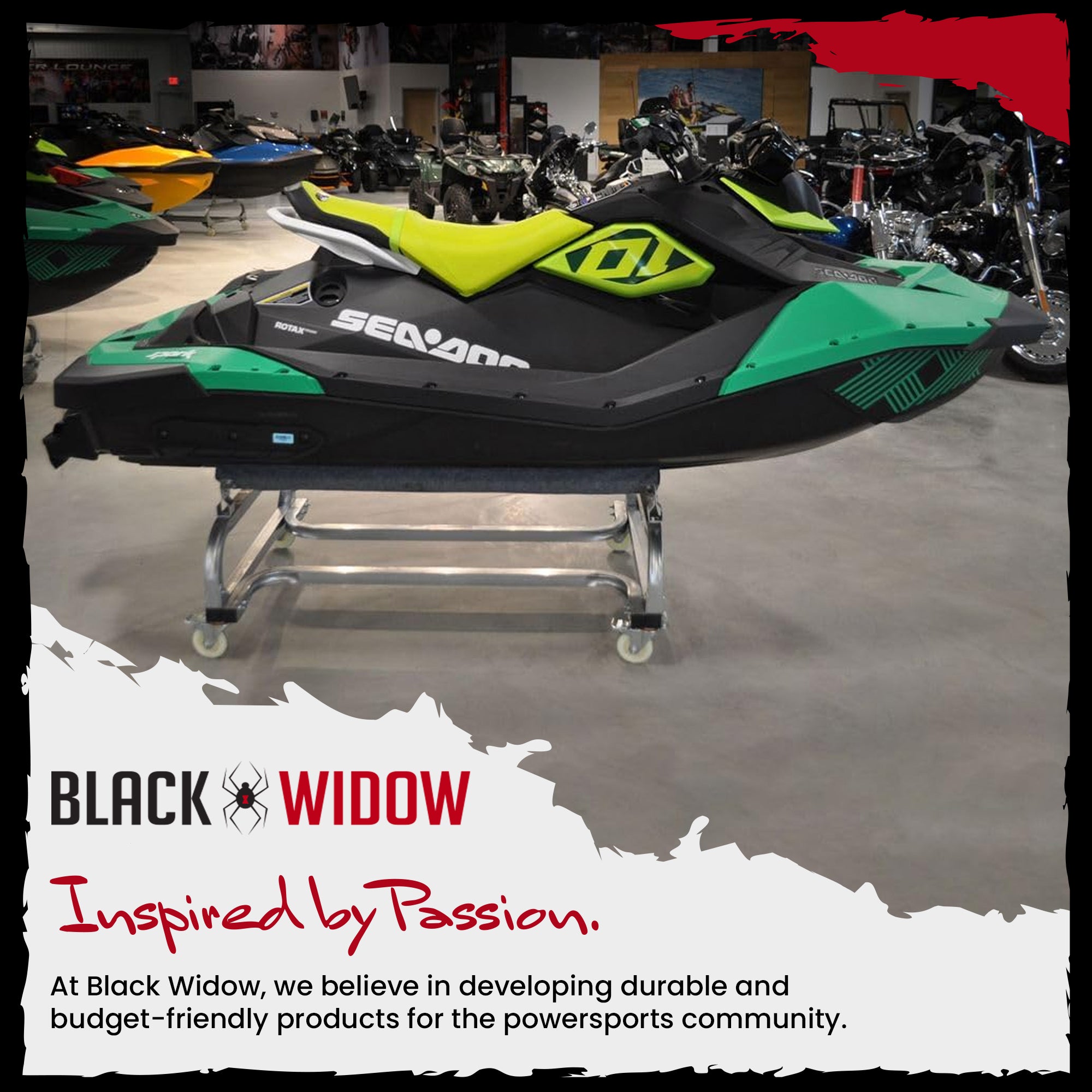 Black Widow Personal Watercraft Dolly for Jet Skis, Jon Boats and Inflatables - VMInnovations