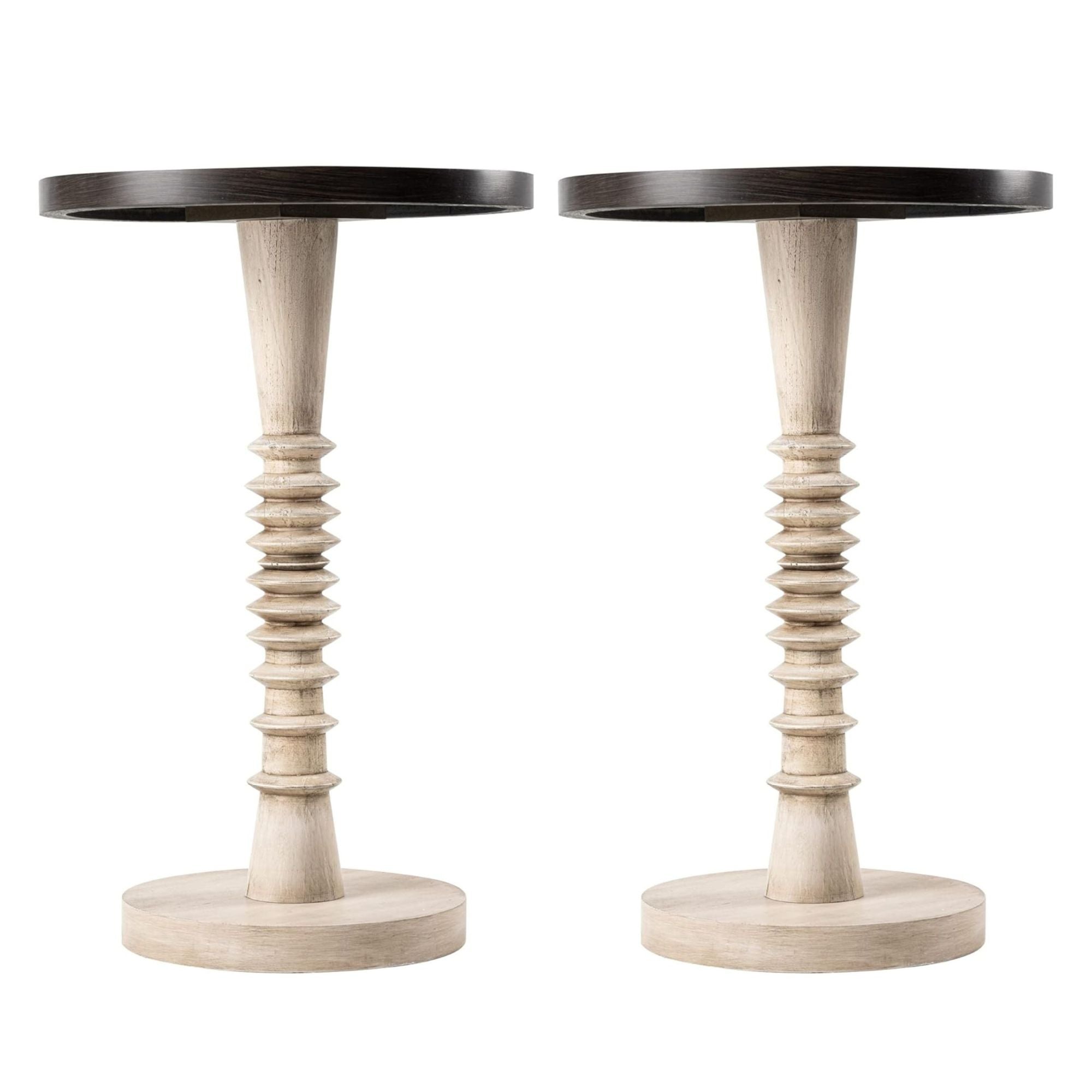 COZAYH Pedestal Tray Top End Table for Drinks, Lamps or Plants, Black, Set of 2 - VMInnovations