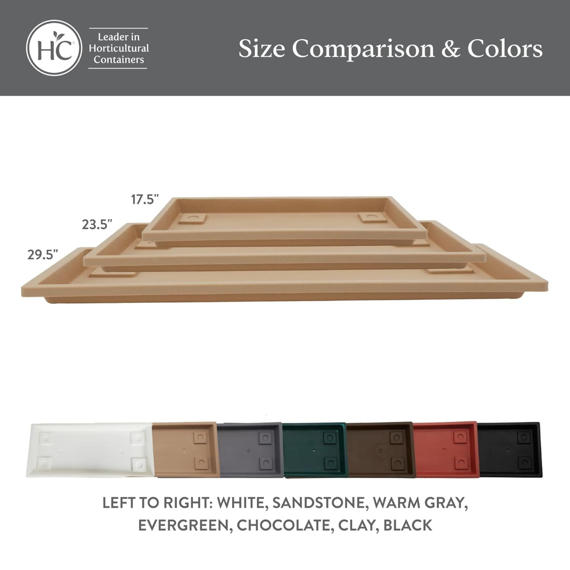 The HC Companies Rectangular Plant Tray, Plastic Drip Saucer, Clay (Open Box) - VMInnovations