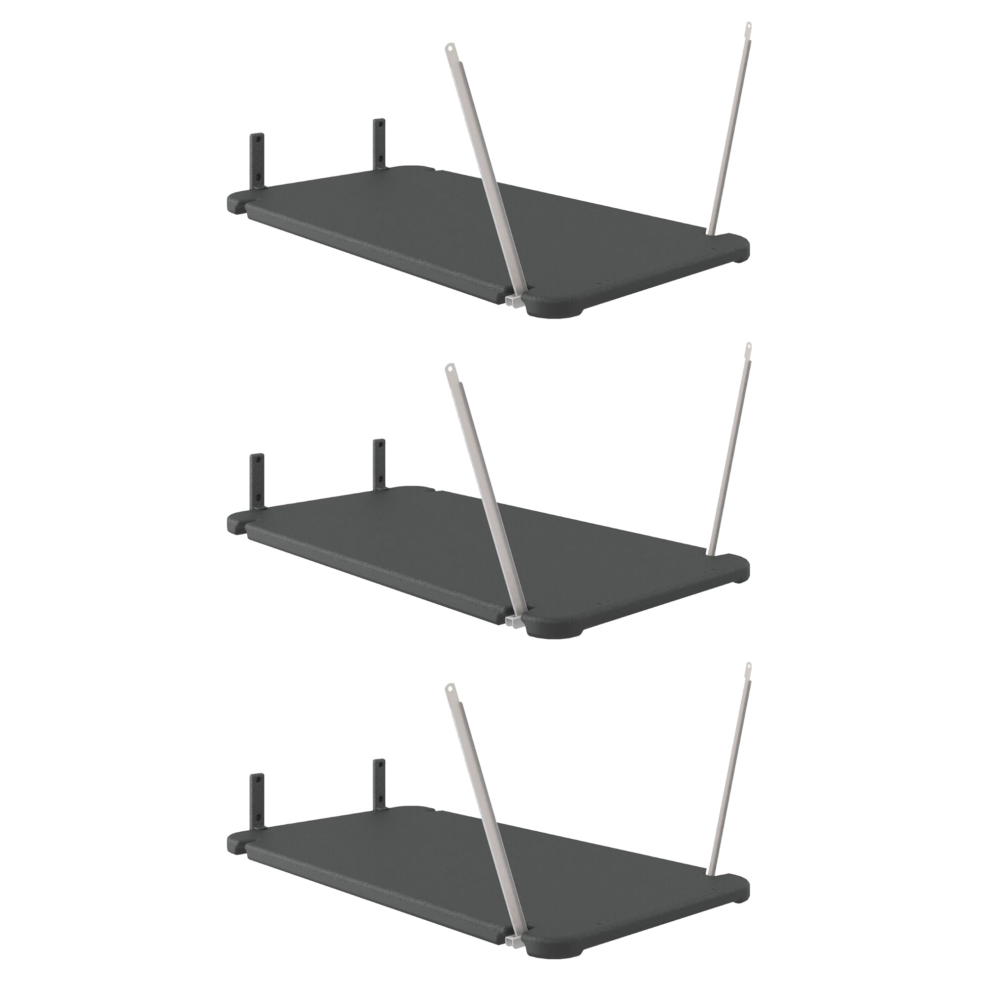 Suncast 3 Pack Vertical Shed Shelf Space Saving Hanging Outdoor Storage, Black