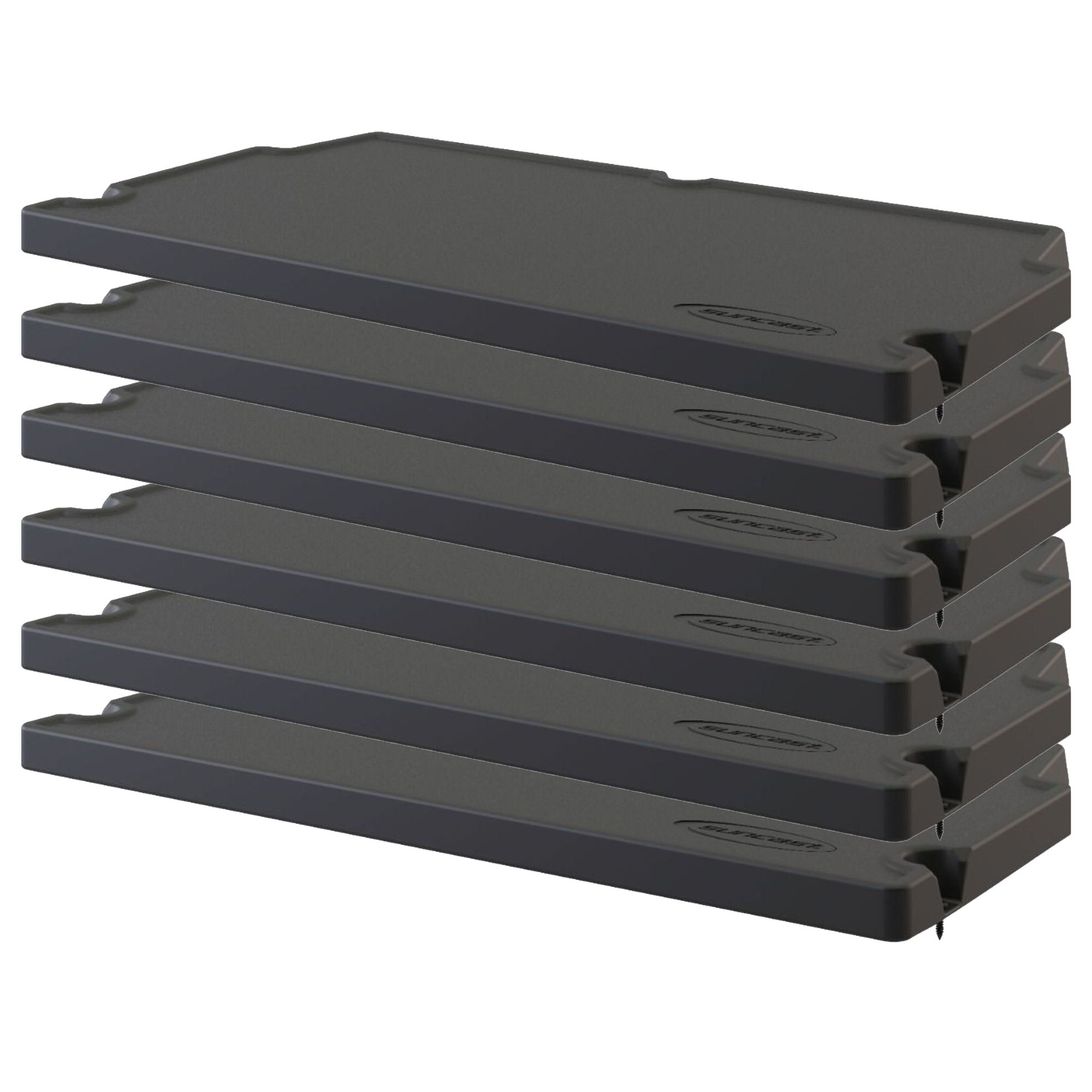 Suncast 6 Pack Vertical Shed Shelf Space Saving Wall Mount Outdoor Storage Black - VMInnovations
