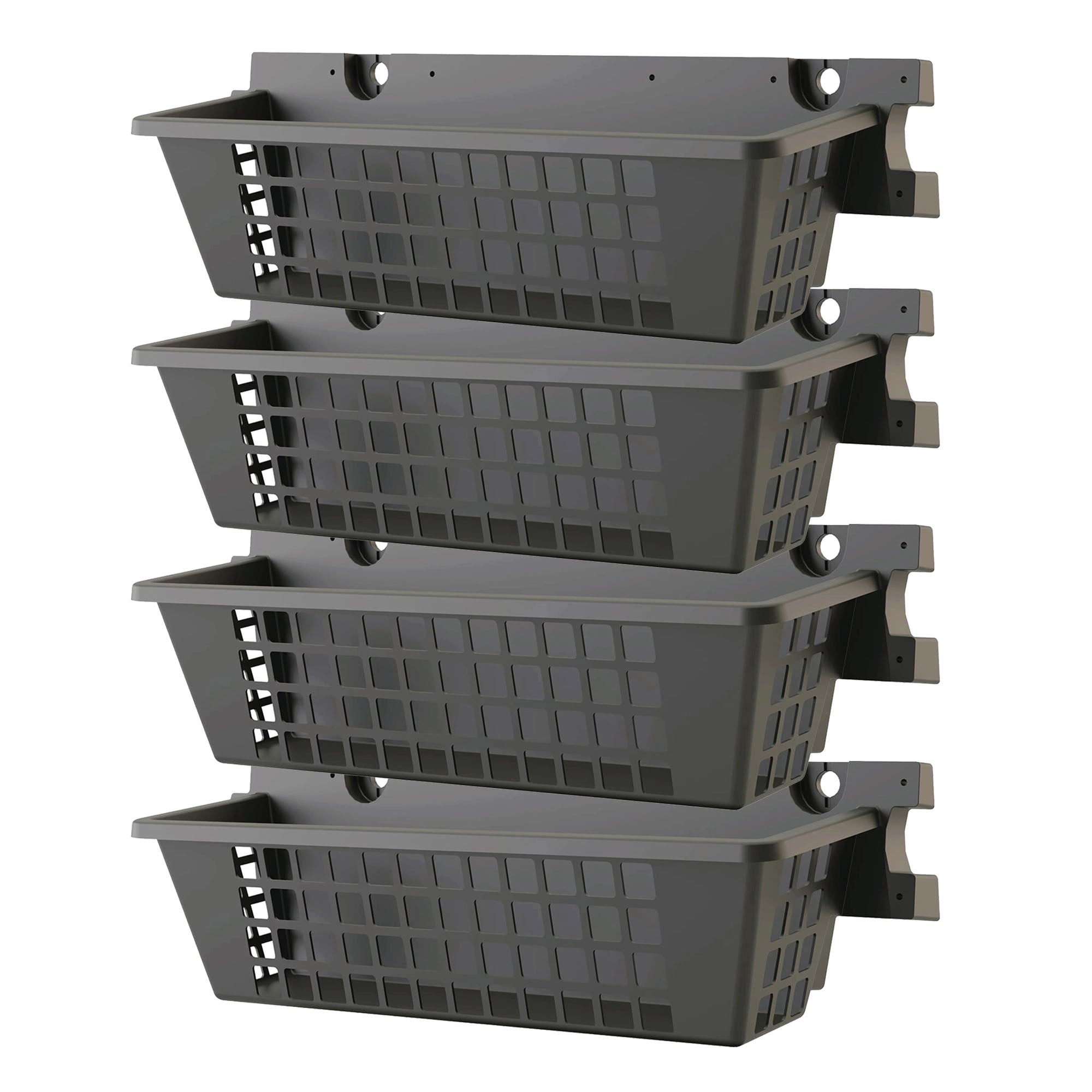 Suncast 4 Pack 25 x 7.25 Inch Resin Basket Accessory for Outdoor Shed, Black - VMInnovations