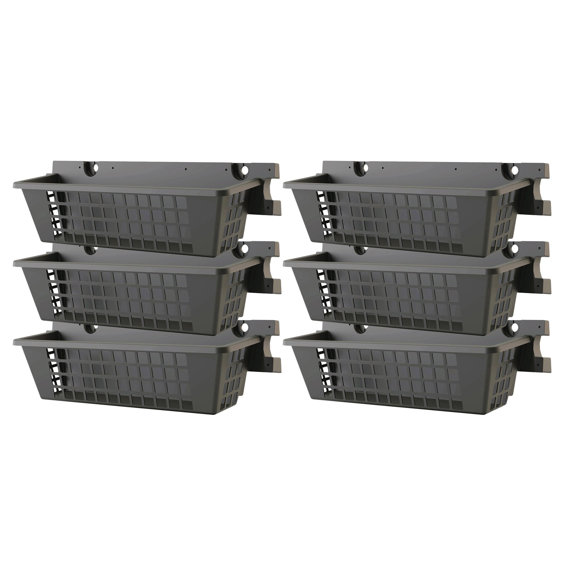 Suncast 6 Pack 25 x 7.25 Inch Resin Basket Accessory for Outdoor Shed, Black