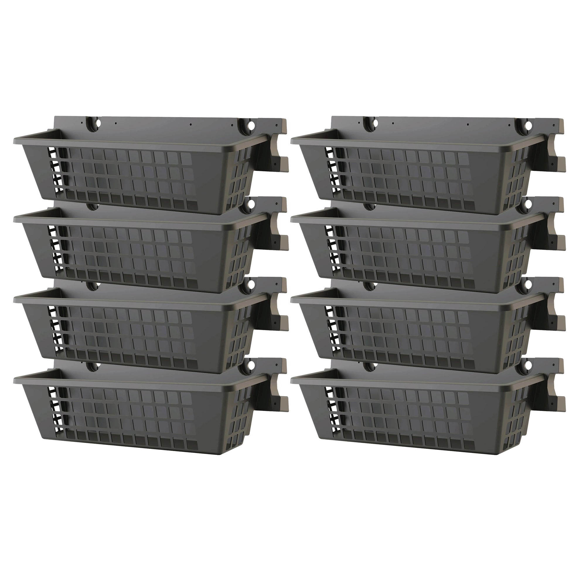 Suncast 8 Pack 25 x 7.25 Inch Resin Basket Accessory for Outdoor Shed, Black