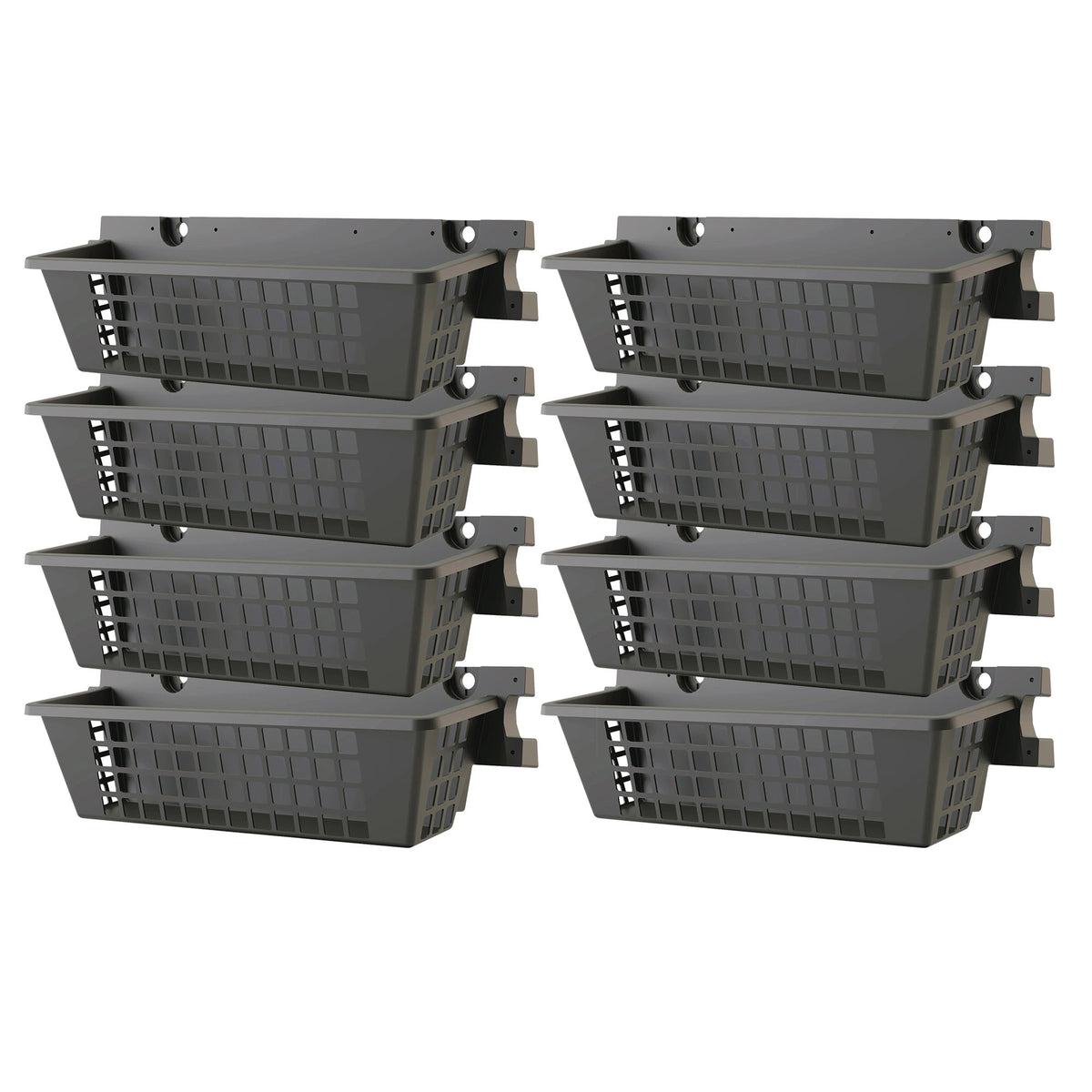 Suncast 8 Pack 25 x 7.25 Inch Resin Basket Accessory for Outdoor Shed, Black
