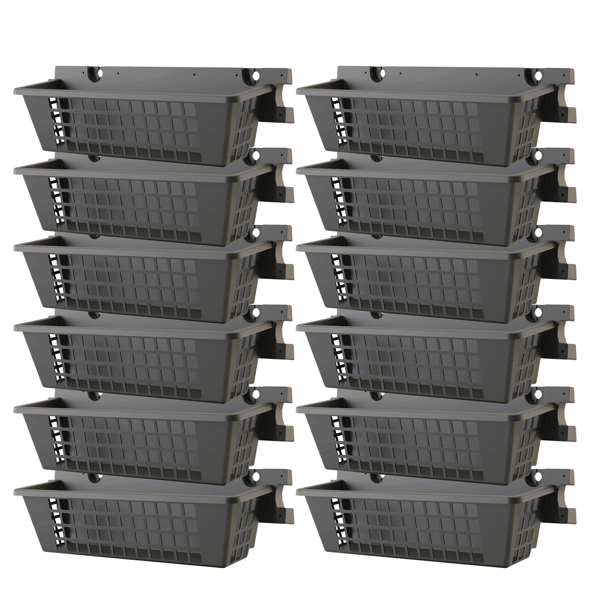 Suncast 12 Pack 25 x 7.25 Inch Resin Basket Accessory for Outdoor Shed, Black