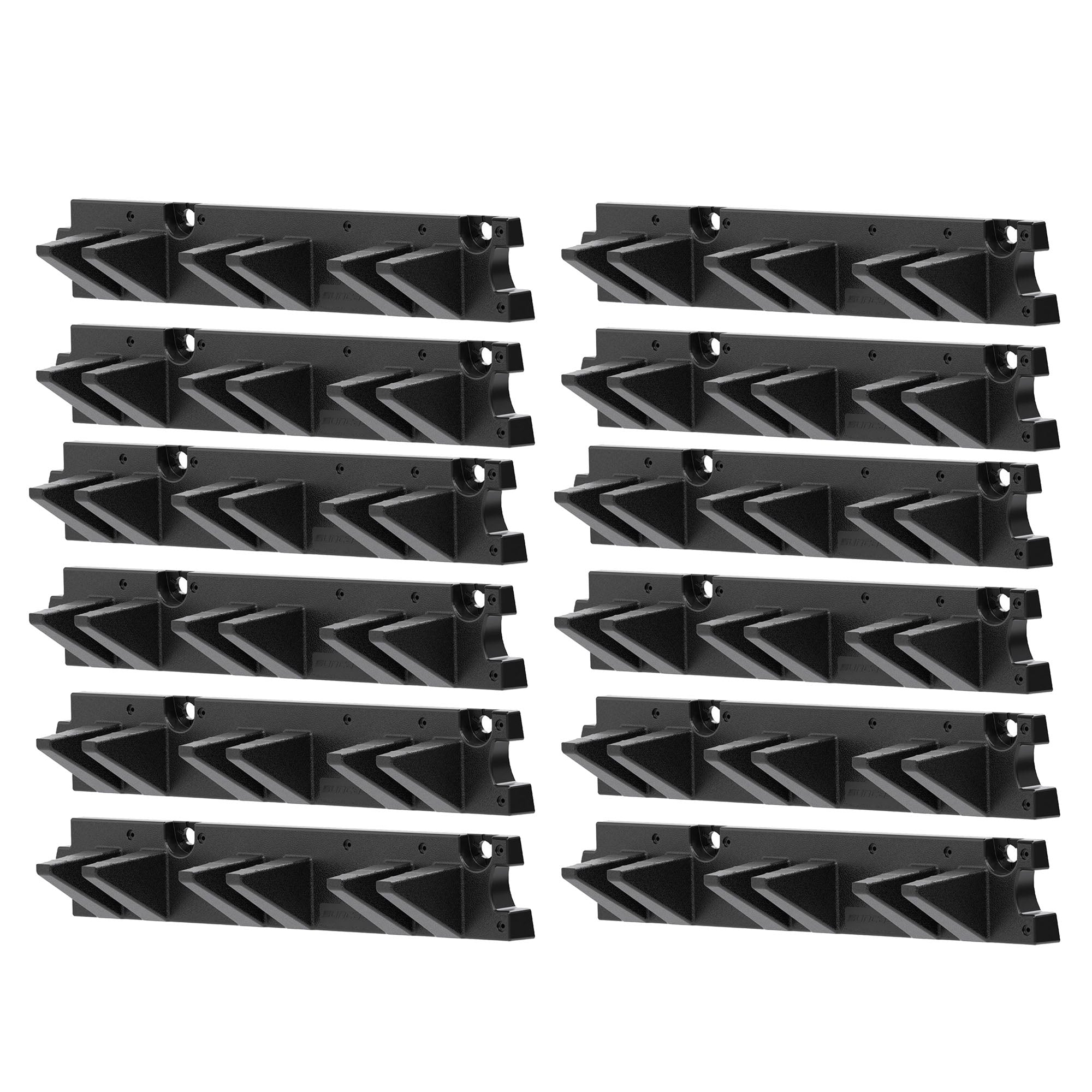Suncast 6 Pack Long Handle Garage Wall Tool Organizer, Resin Storage Rack, Black - VMInnovations