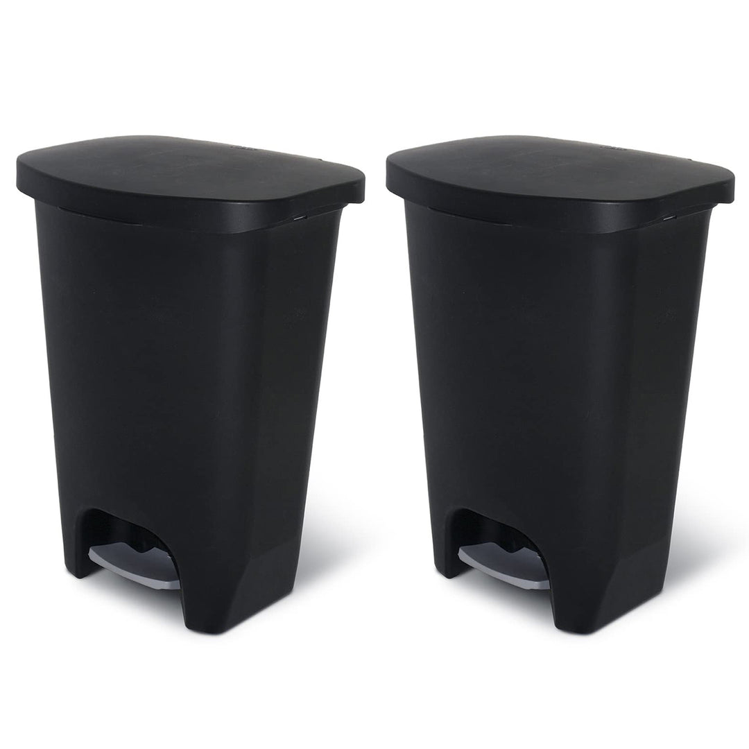 Glad Kitchen Trash Can with Lid and Garbage Bag Rings, 13 Gal, Black, 2 Pack