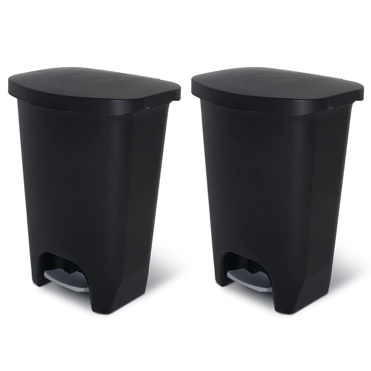 Glad Kitchen Trash Can with Lid and Garbage Bag Rings, 13 Gal, Black, 2 Pack