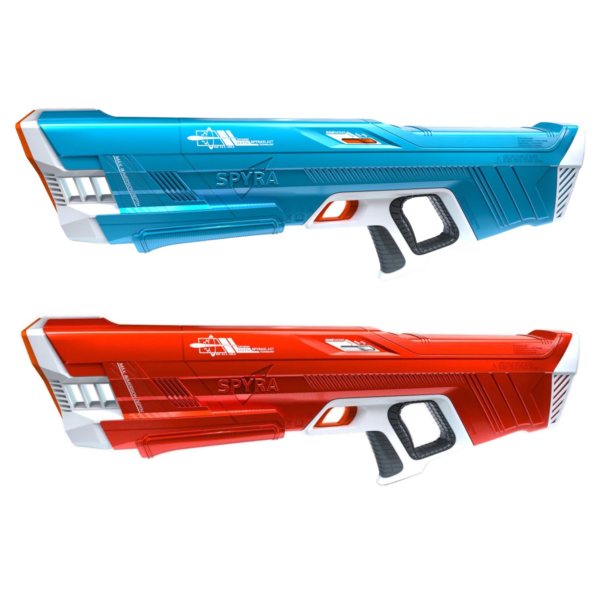 SPYRA 2-Pack Electric Water Blaster Outdoor Squirt Gun for Pool Games, Blue/Red - VMInnovations