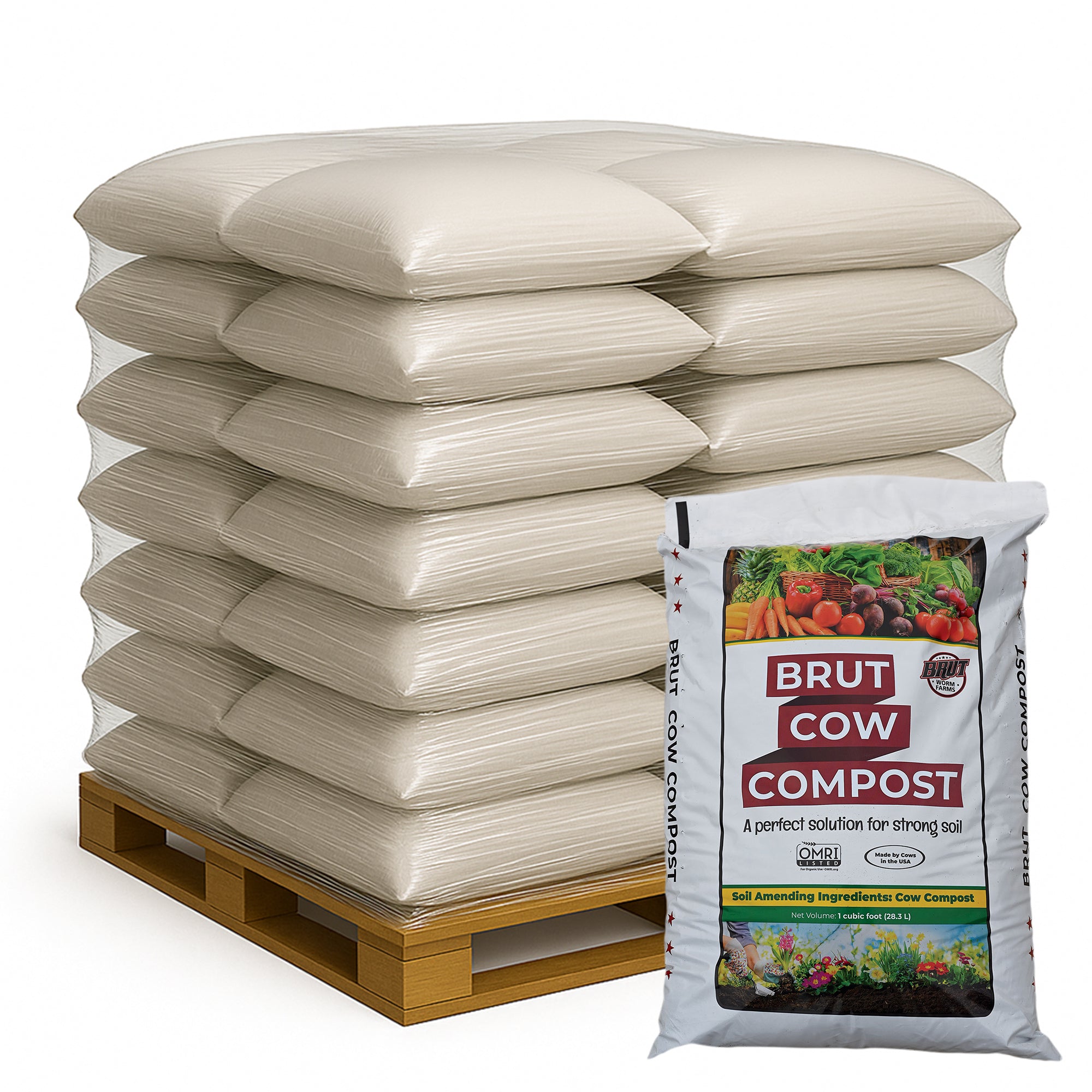 Brut Organic Pure Effective Nutrient Rich Garden Enhancer Cow Compost, 75 Pack