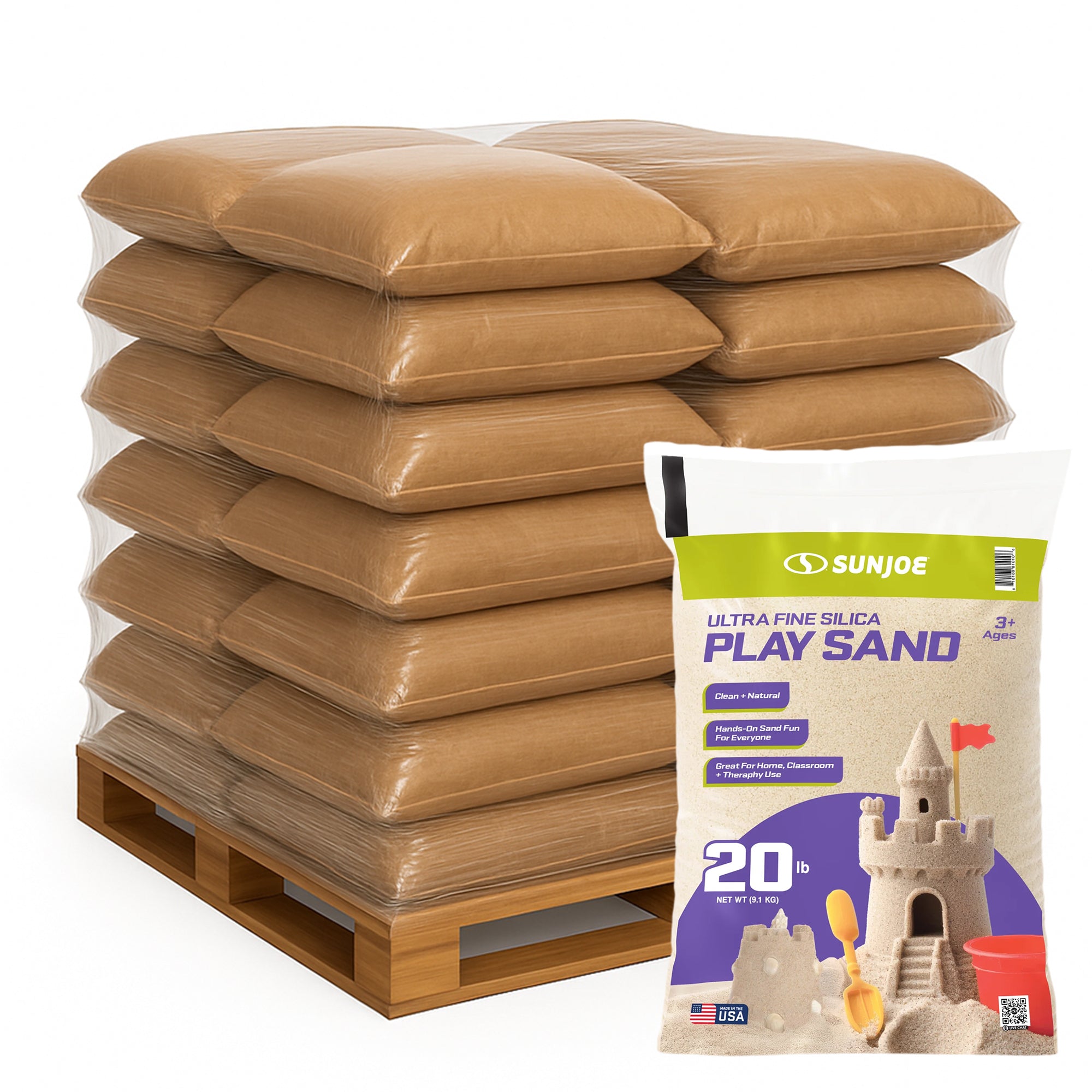 Sun Joe Ultra Fine Silica Play Sand, Sandboxes & Sensory Tables, 20 lb, 100 Pack - VMInnovations