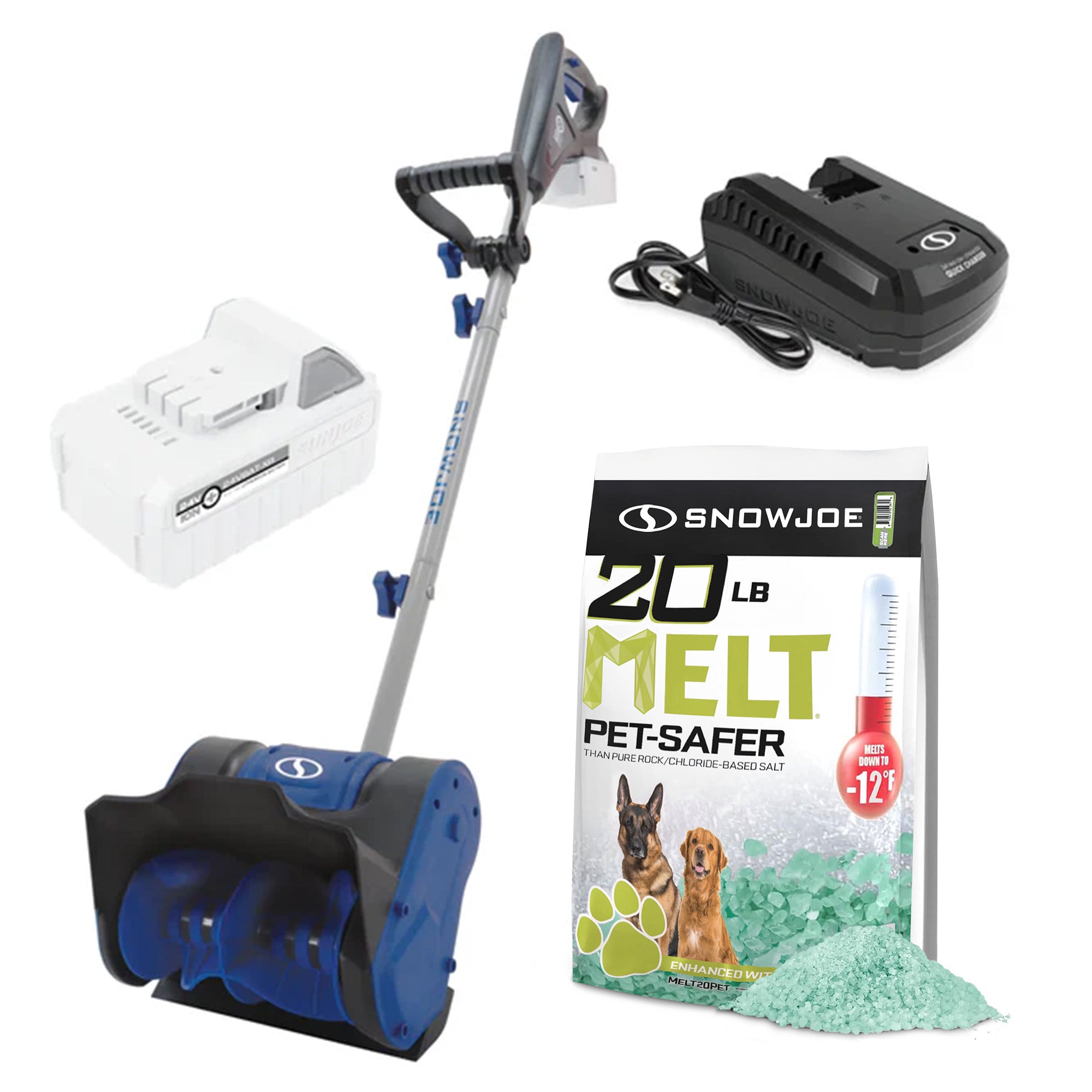 Snow Joe 20 Lbs Pet-Safer Ice Melt Blend & Snow Joe 24V Cordless Snow Shovel Kit - VMInnovations