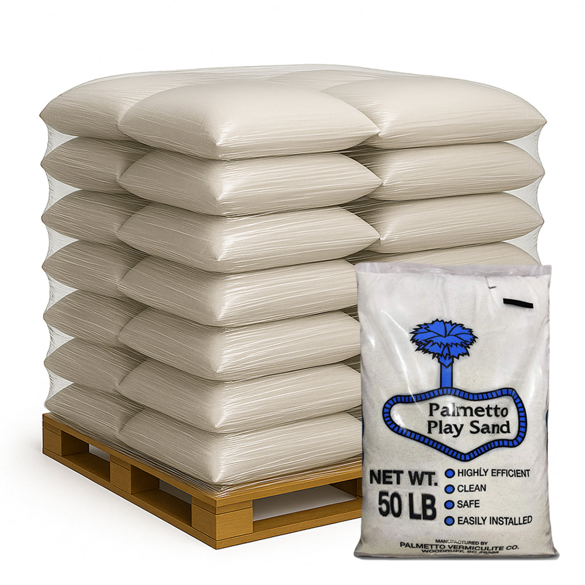 Palmetto 120 Pack Natural Play Sand for Sand Box, Play Areas, Home, 50 LB, Creme