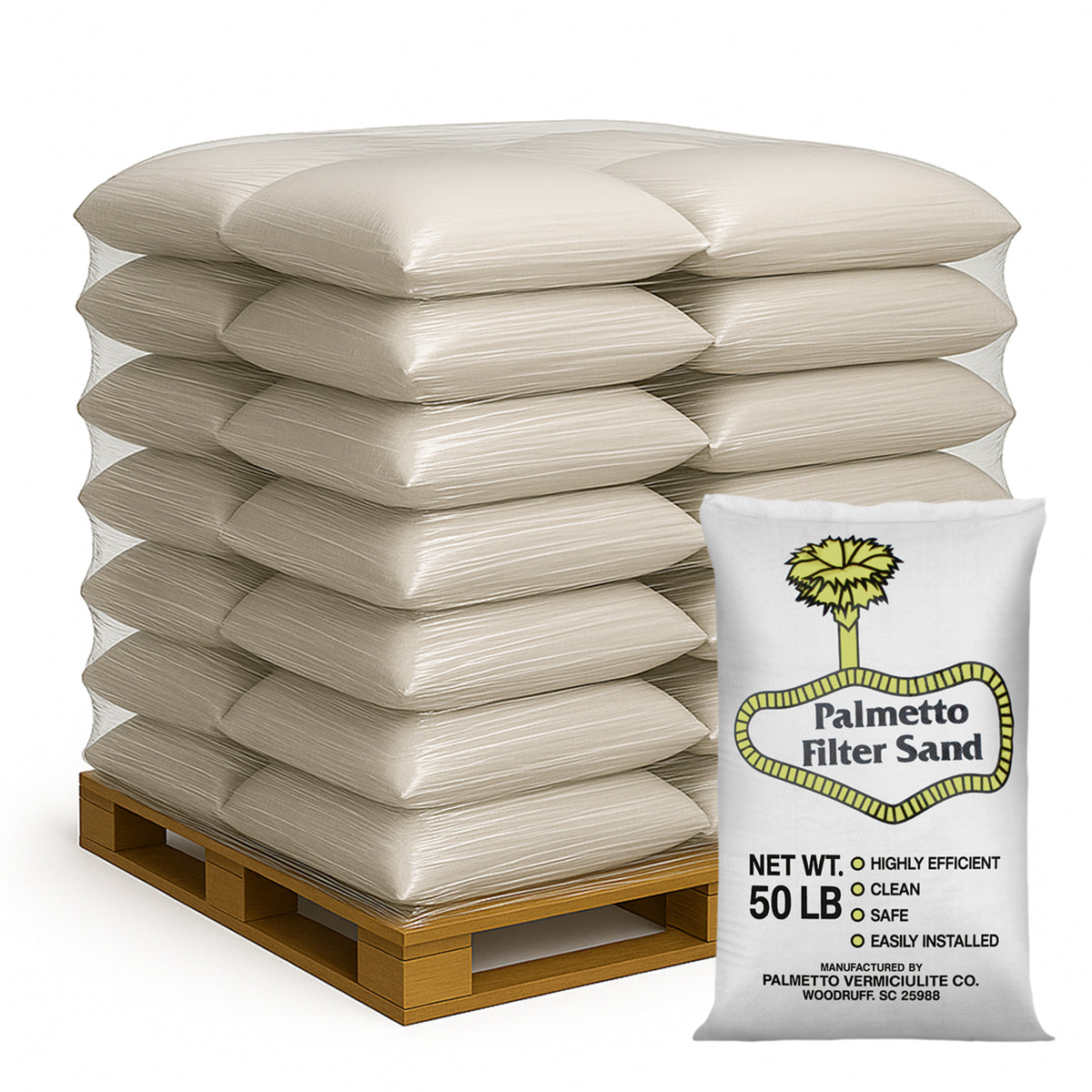 Palmetto Filter Sand for Residential/Commercial Pool Sand Filters, 50lb, 56 Pack