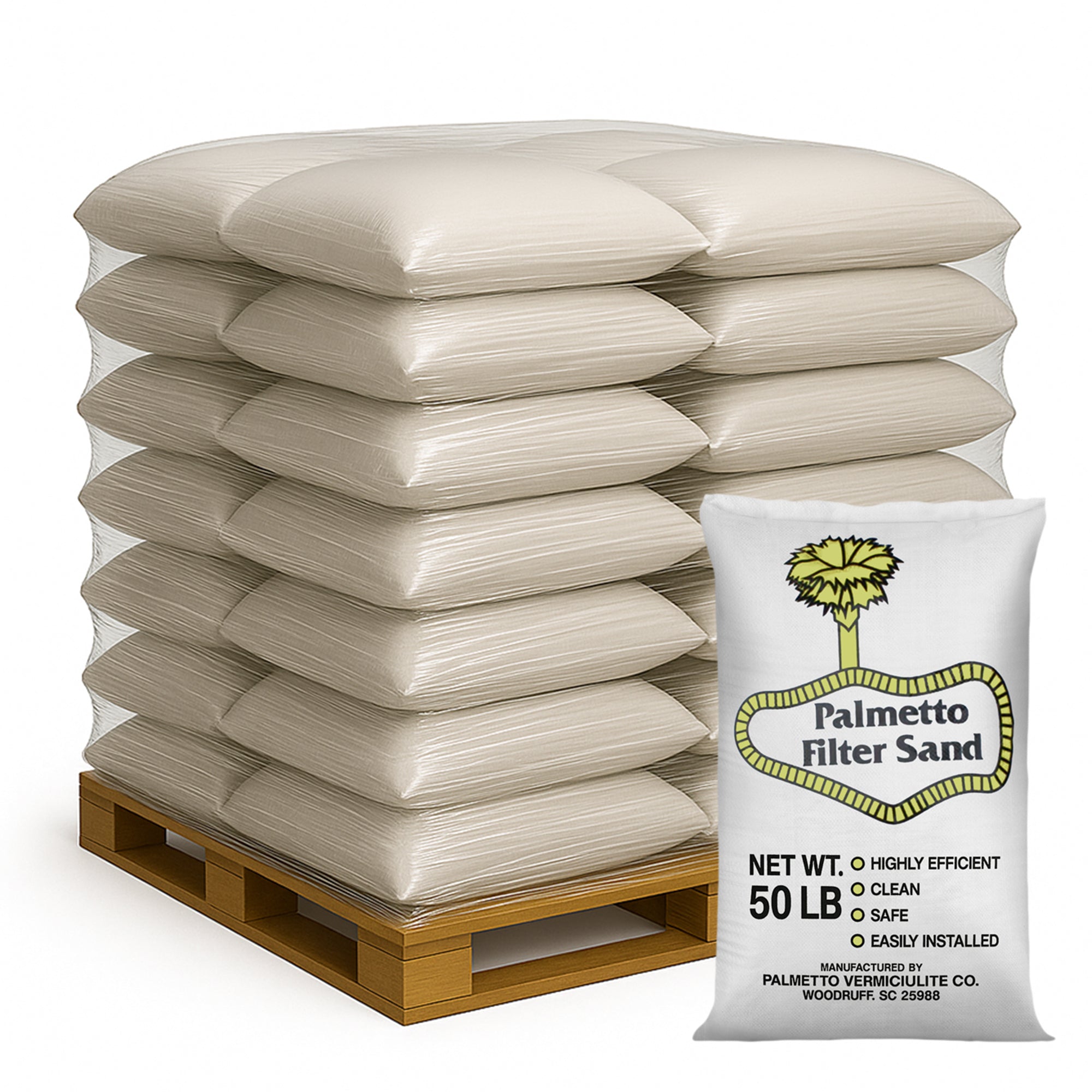 Palmetto Filter Sand for Residential/Commercial Pool Sand Filters, 50lb, 56 Pack