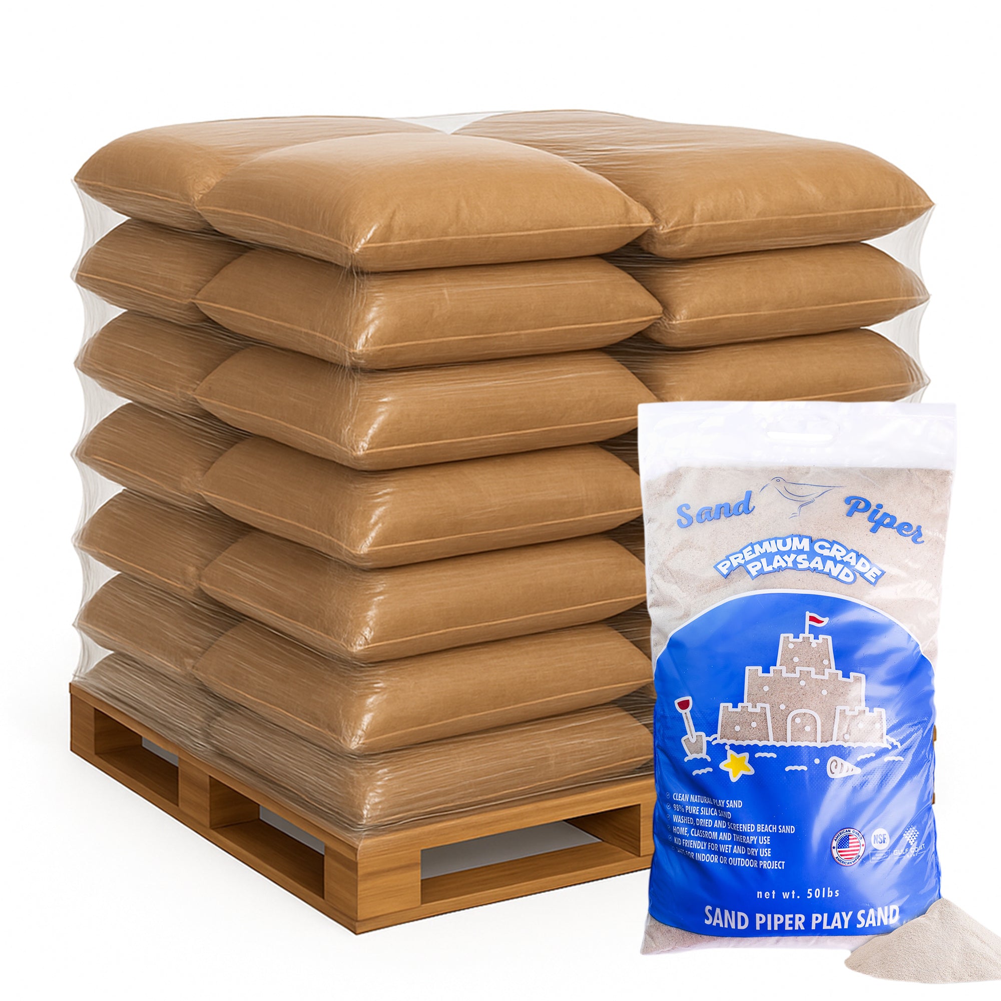 SandPiper 50 lb Premium Grade Play Sand with Chemical Free Formula, 56 Pack - VMInnovations